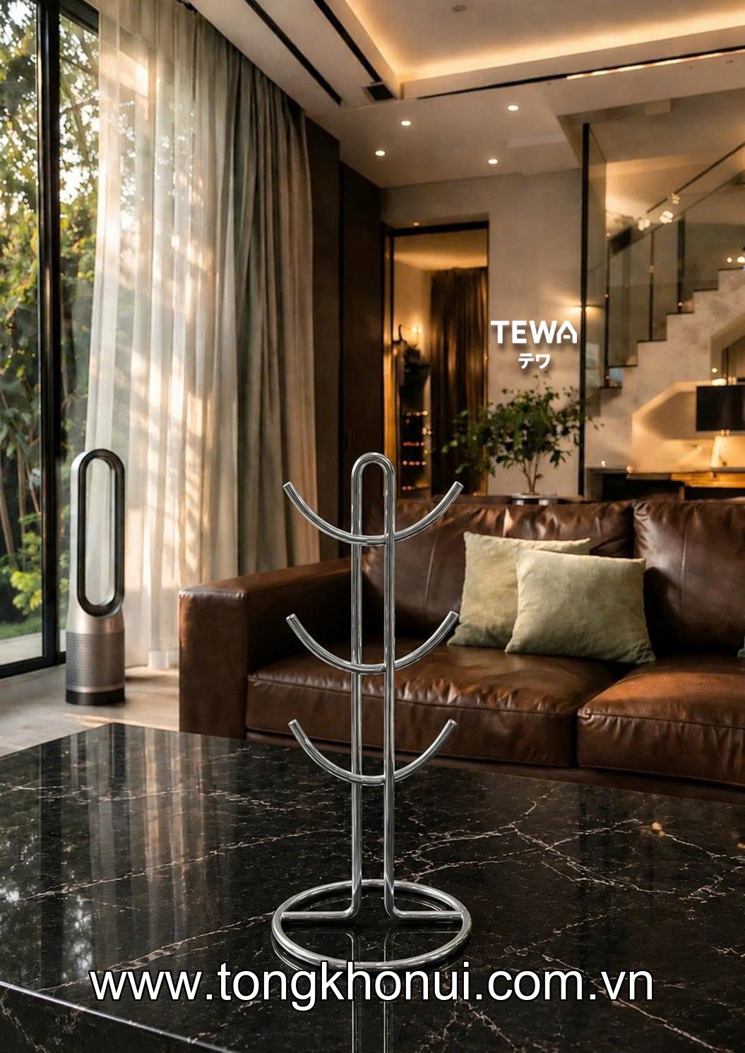 Giá treo cốc 6 móc 39 x 17cm, TEWA, 80065 ảnh 5