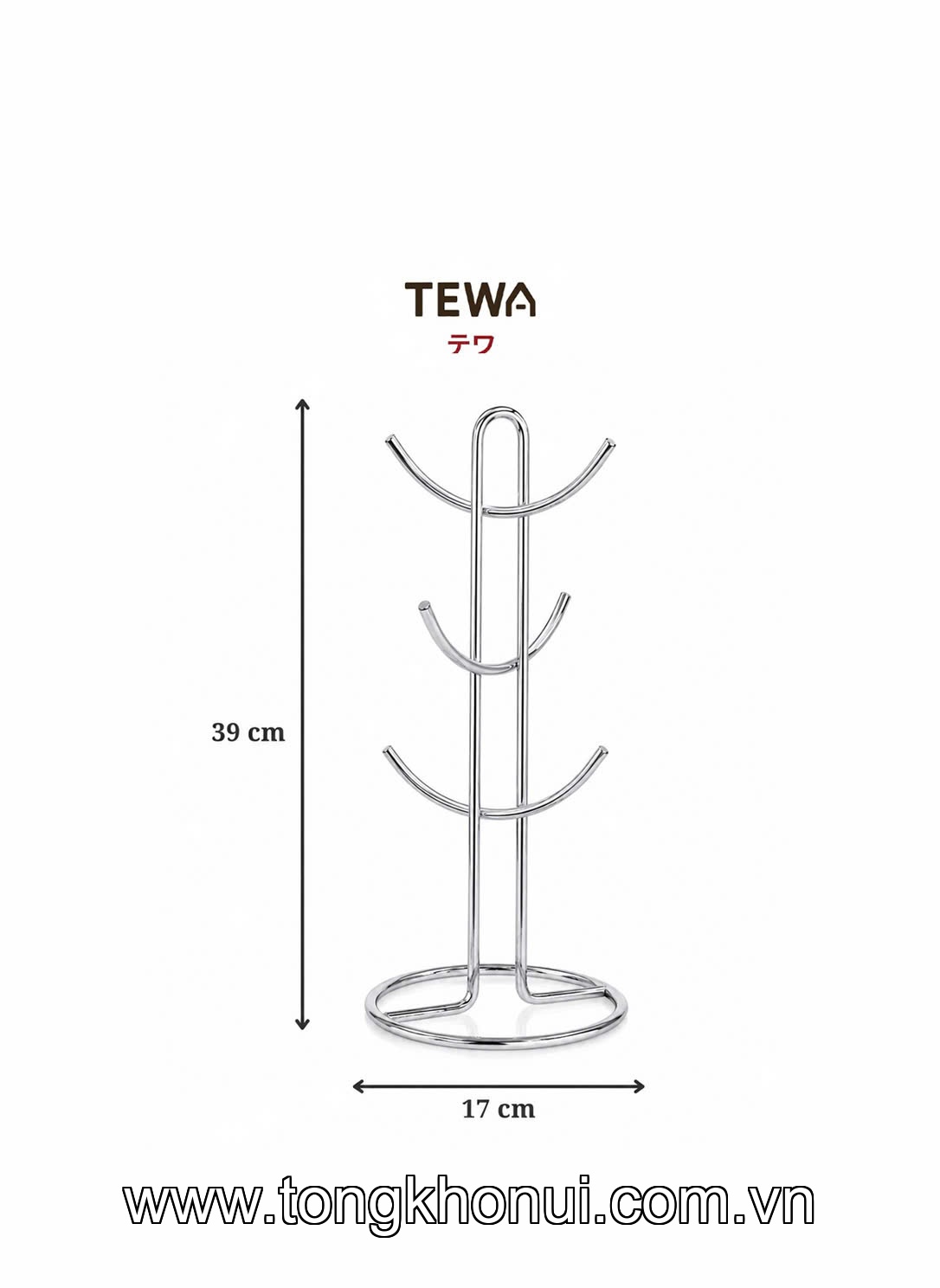 Giá treo cốc 6 móc 39 x 17cm, TEWA, 80065 ảnh 6