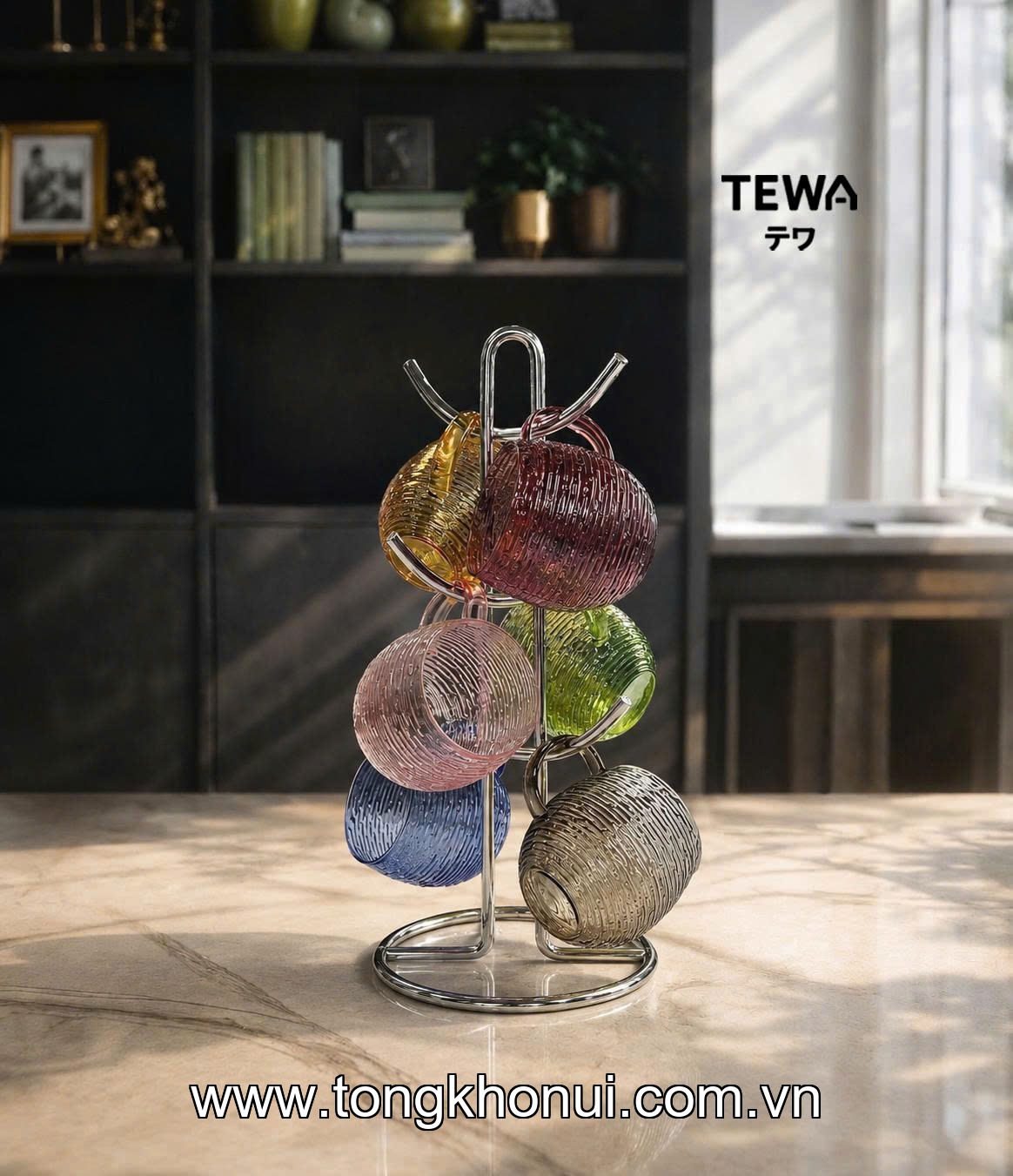 Giá treo cốc 6 móc 39 x 17cm, TEWA, 80065 ảnh 7