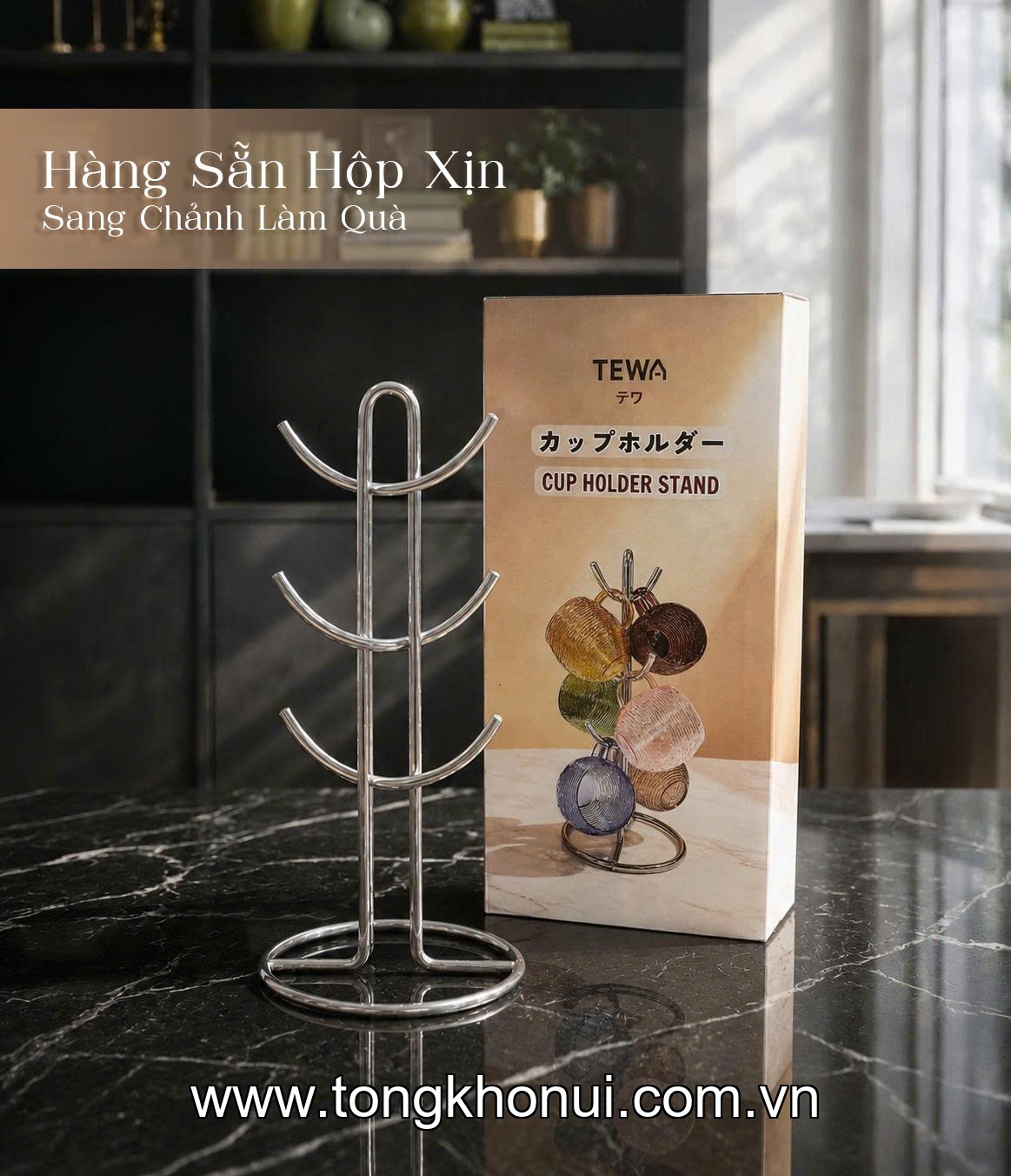 Giá treo cốc 6 móc 39 x 17cm, TEWA, 80065 ảnh 9