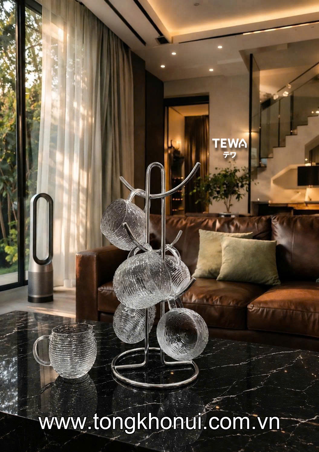 Giá treo cốc 6 móc 39 x 17cm, TEWA, 80065 ảnh 10