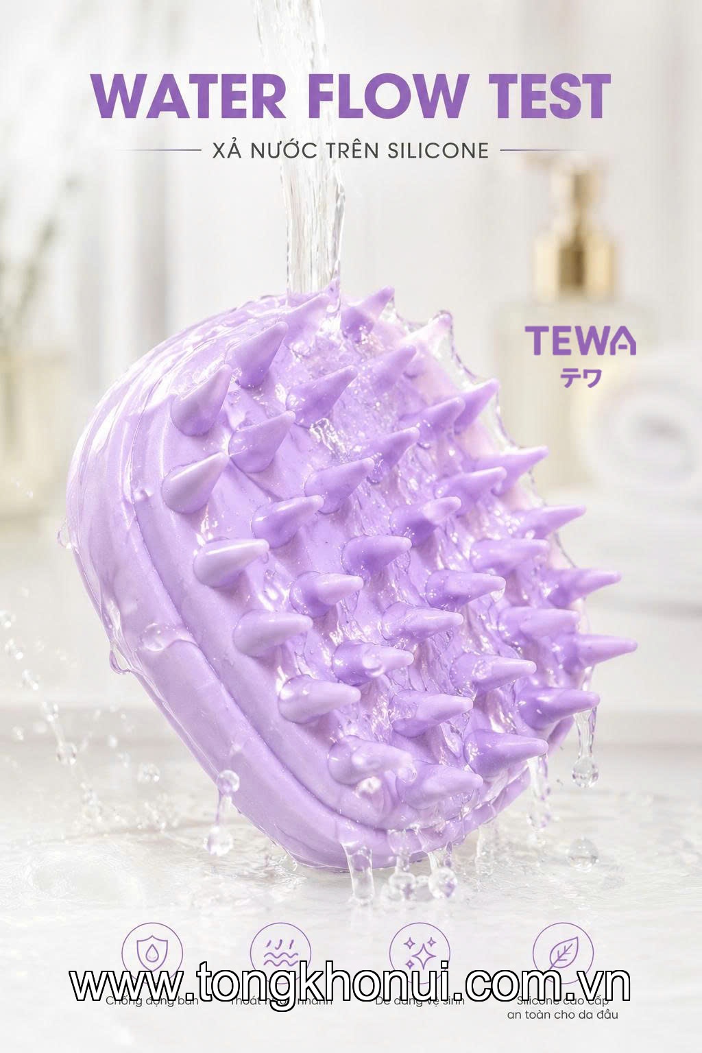 LƯỢC GỘI MASSAGE DA ĐẦU TEWA – LƯỢC GỘI ĐẦU TẠO BỌT, MASSAGE THƯ GIÃN CHUẨN SPA (MÃ 80068) ảnh 1