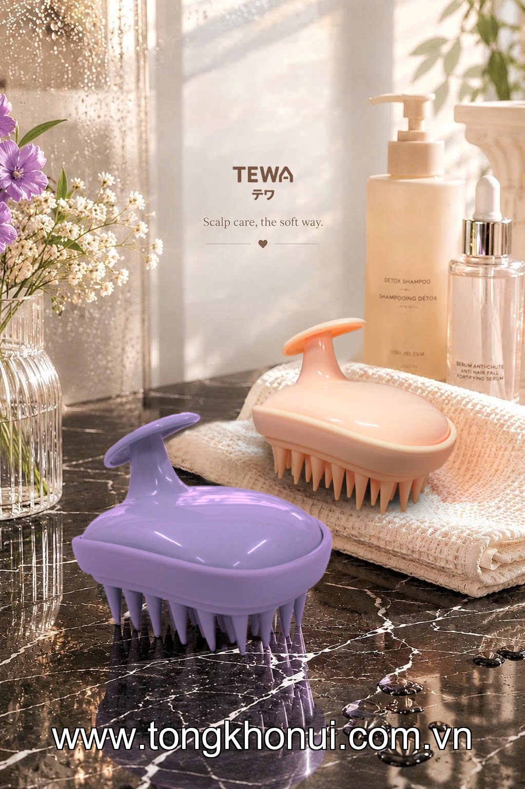 LƯỢC GỘI MASSAGE DA ĐẦU TEWA – LƯỢC GỘI ĐẦU TẠO BỌT, MASSAGE THƯ GIÃN CHUẨN SPA (MÃ 80068) ảnh 3