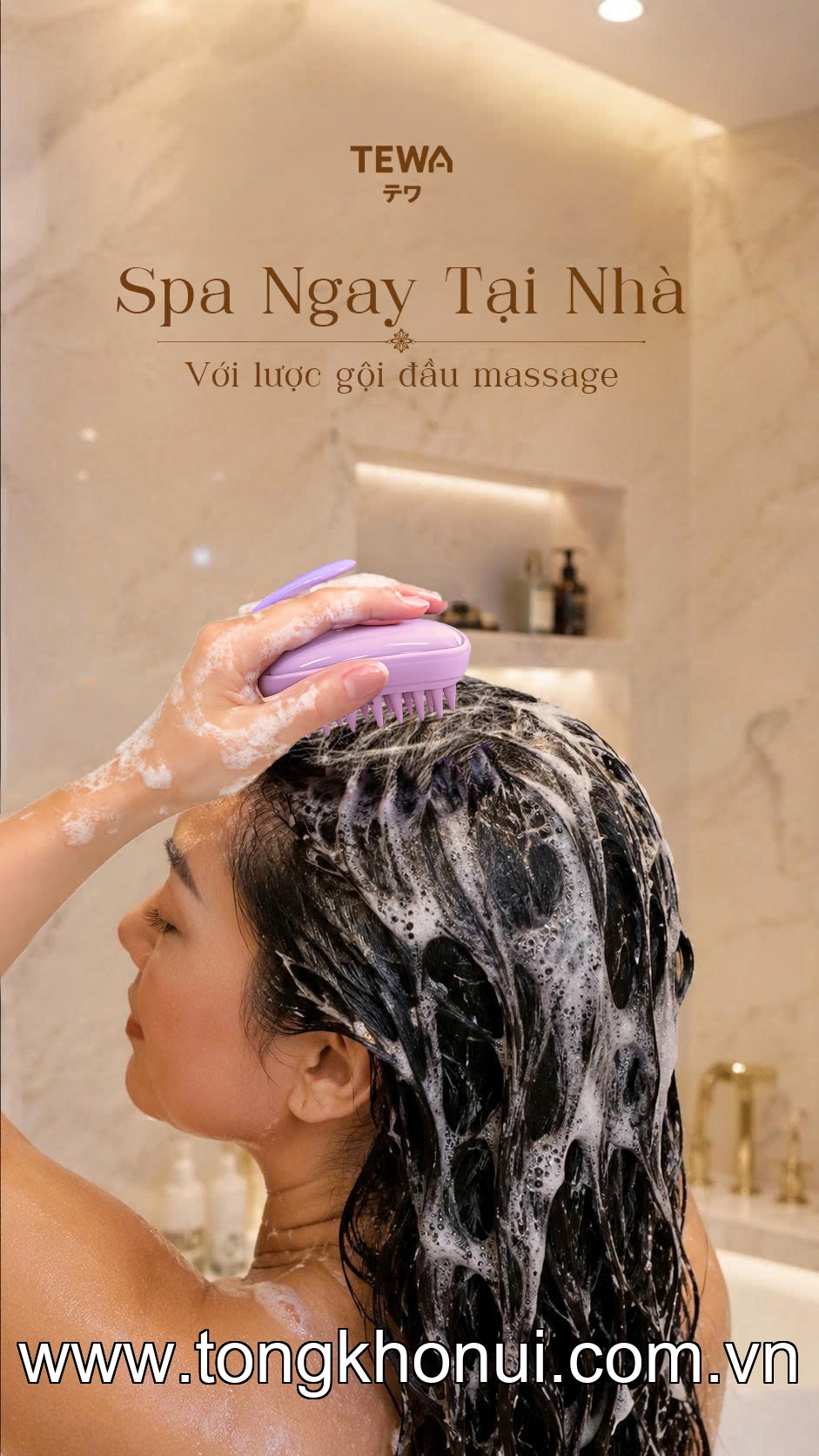 LƯỢC GỘI MASSAGE DA ĐẦU TEWA – LƯỢC GỘI ĐẦU TẠO BỌT, MASSAGE THƯ GIÃN CHUẨN SPA (MÃ 80068) ảnh 9