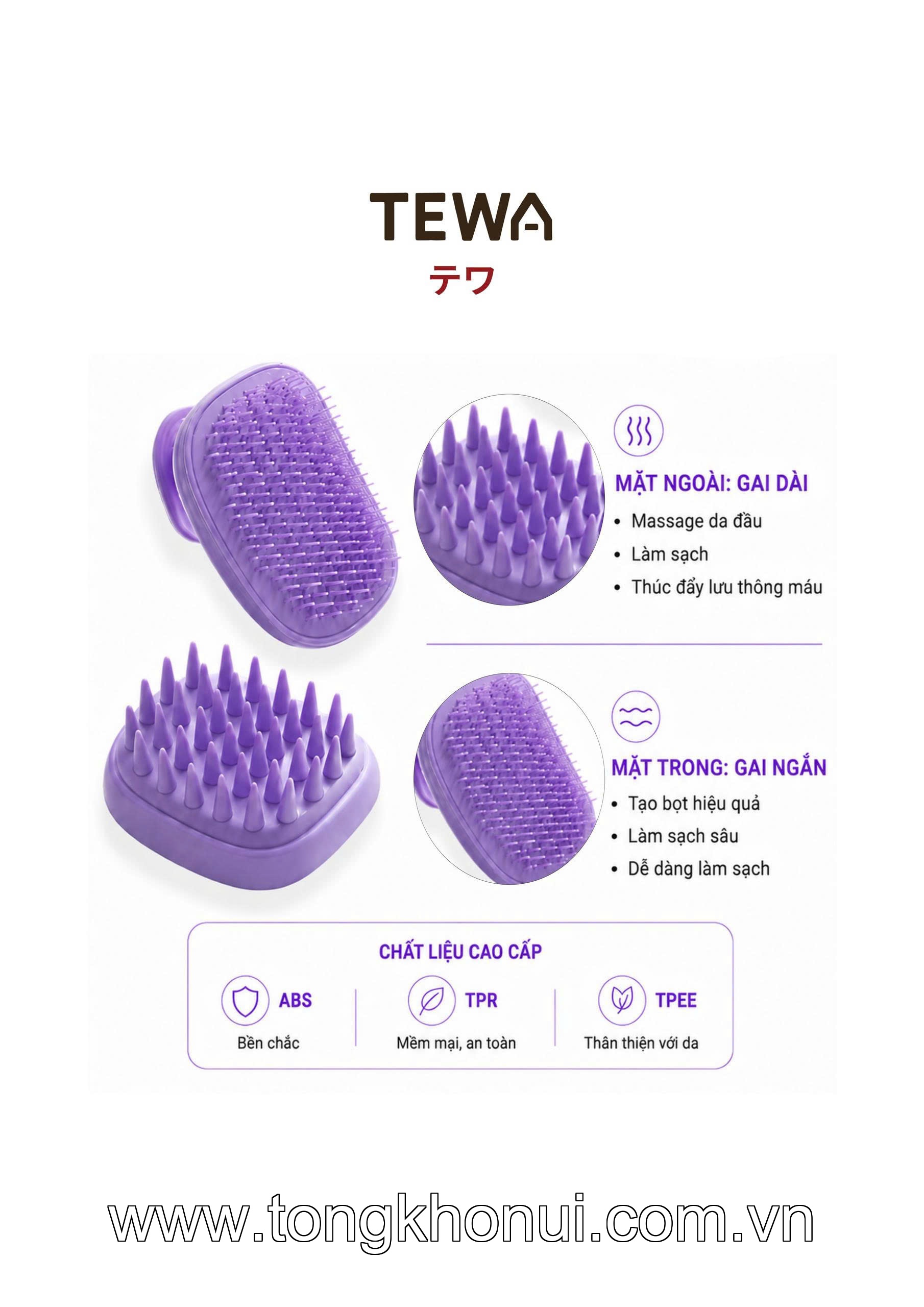 LƯỢC GỘI MASSAGE DA ĐẦU TEWA – LƯỢC GỘI ĐẦU TẠO BỌT, MASSAGE THƯ GIÃN CHUẨN SPA (MÃ 80068) ảnh 19