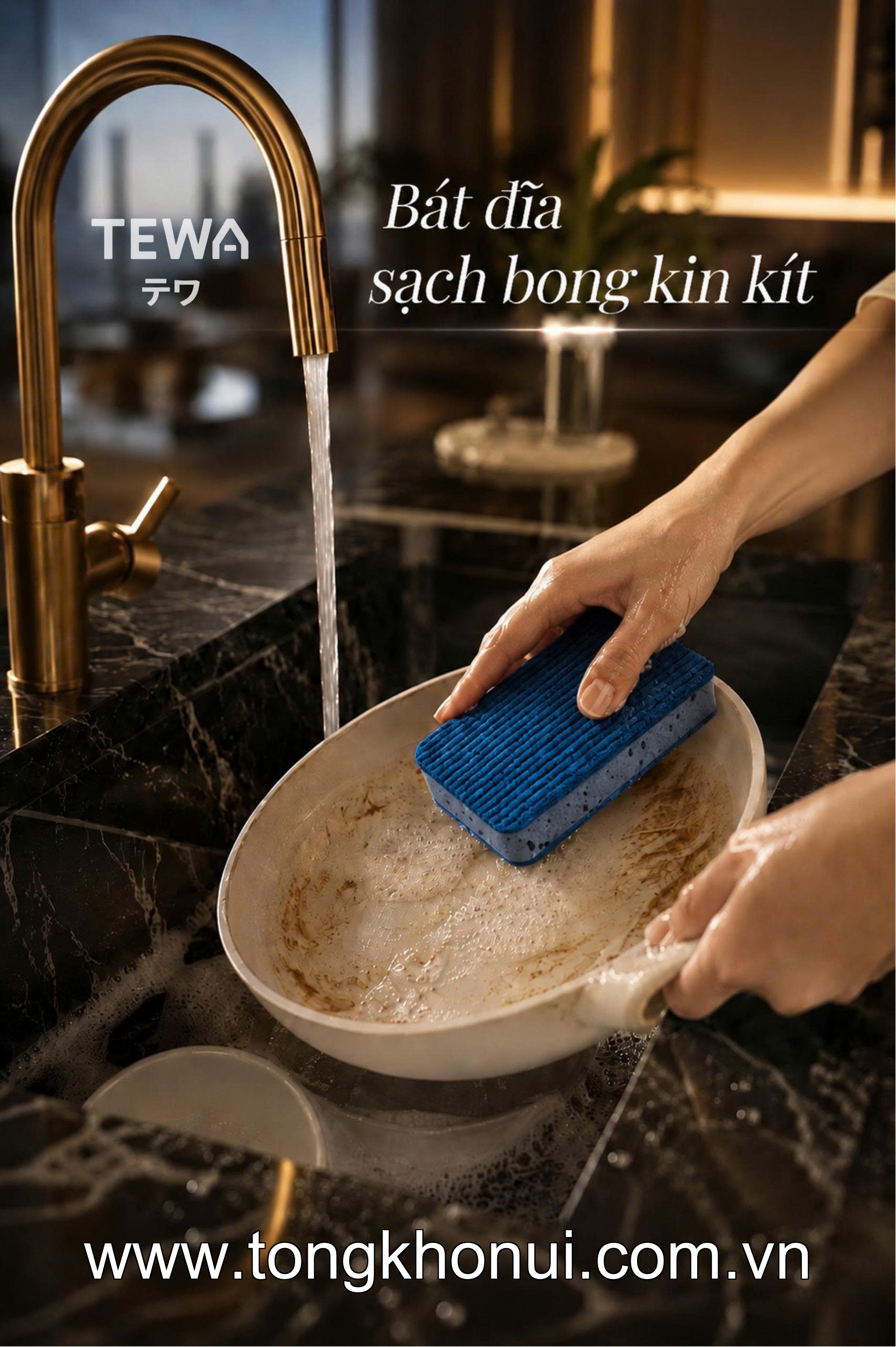 BỘ 3 MIẾNG BỌT BIỂN RỬA BÁT ĐA NĂNG TEWA – MÚT RỬA BÁT 3 LỚP KHÔNG TRẦY XƯỚC (MUA 1 TẶNG 1) (MÃ 80069) ảnh 2