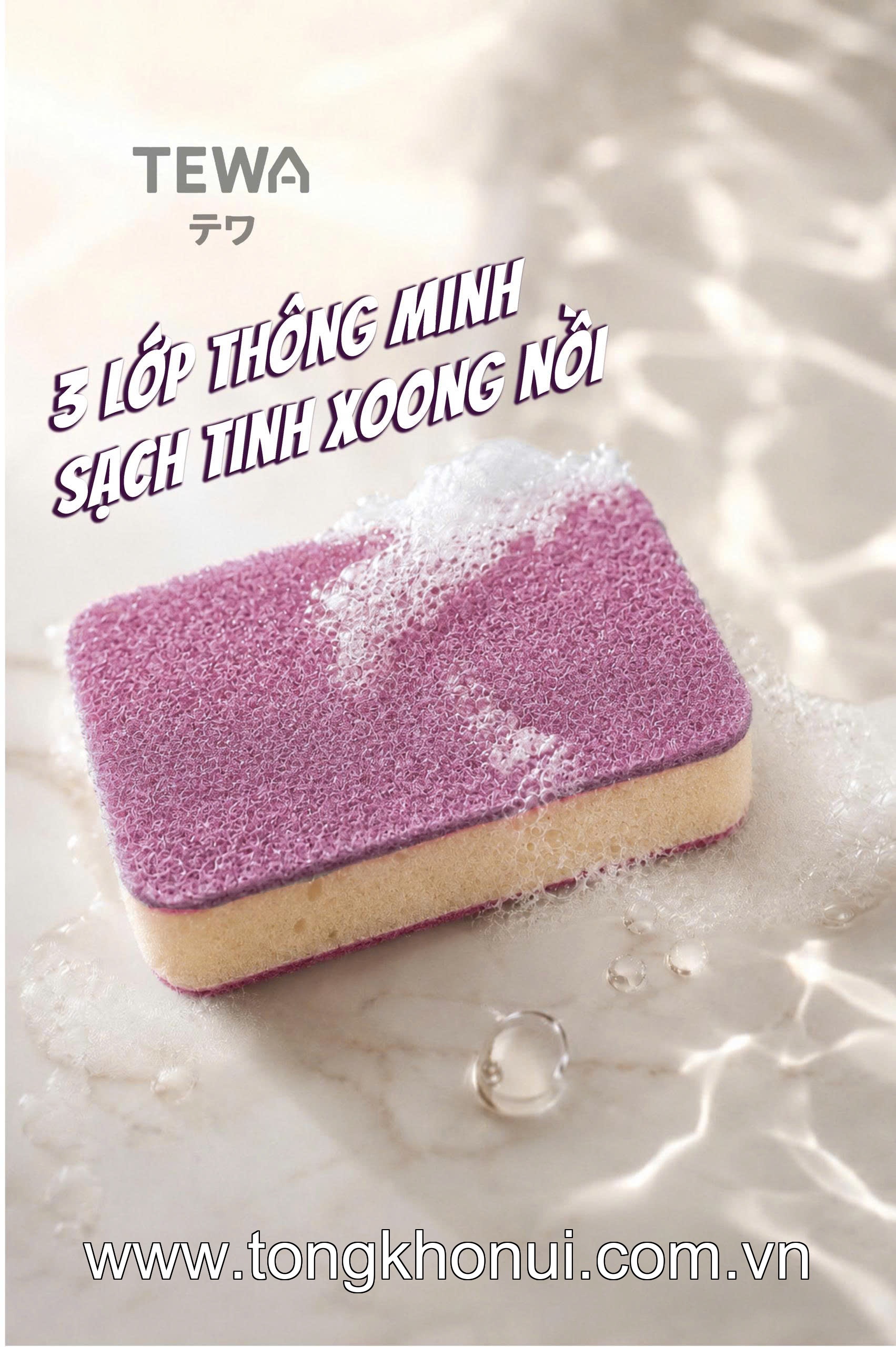 BỘ 3 MIẾNG BỌT BIỂN RỬA BÁT ĐA NĂNG TEWA – MÚT RỬA BÁT 3 LỚP KHÔNG TRẦY XƯỚC (MUA 1 TẶNG 1) (MÃ 80069) ảnh 10