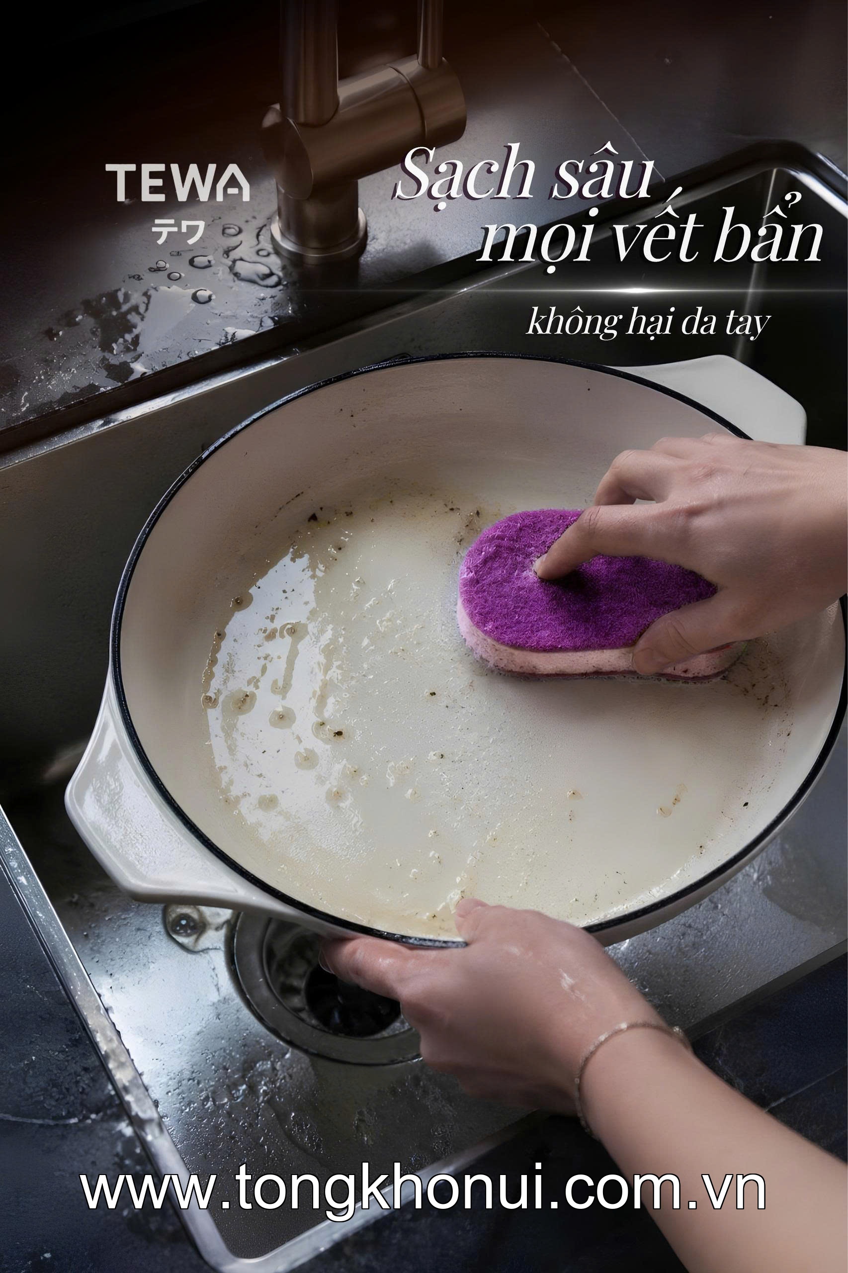 BỘ 3 MIẾNG BỌT BIỂN RỬA BÁT ĐA NĂNG TEWA – MÚT RỬA BÁT 3 LỚP KHÔNG TRẦY XƯỚC (MUA 1 TẶNG 1) (MÃ 80069) ảnh 11