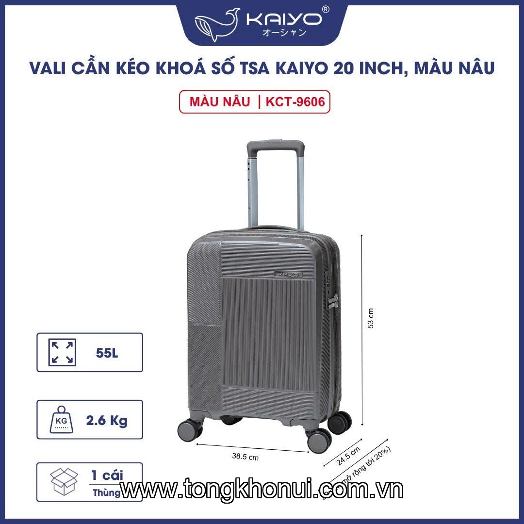 VALI CẦN KÉO KHOÁ SỐ TSA KAIYO 20 INCH, MÀU NÂU – MÃ KCT-9060/9385/9392 ảnh 3