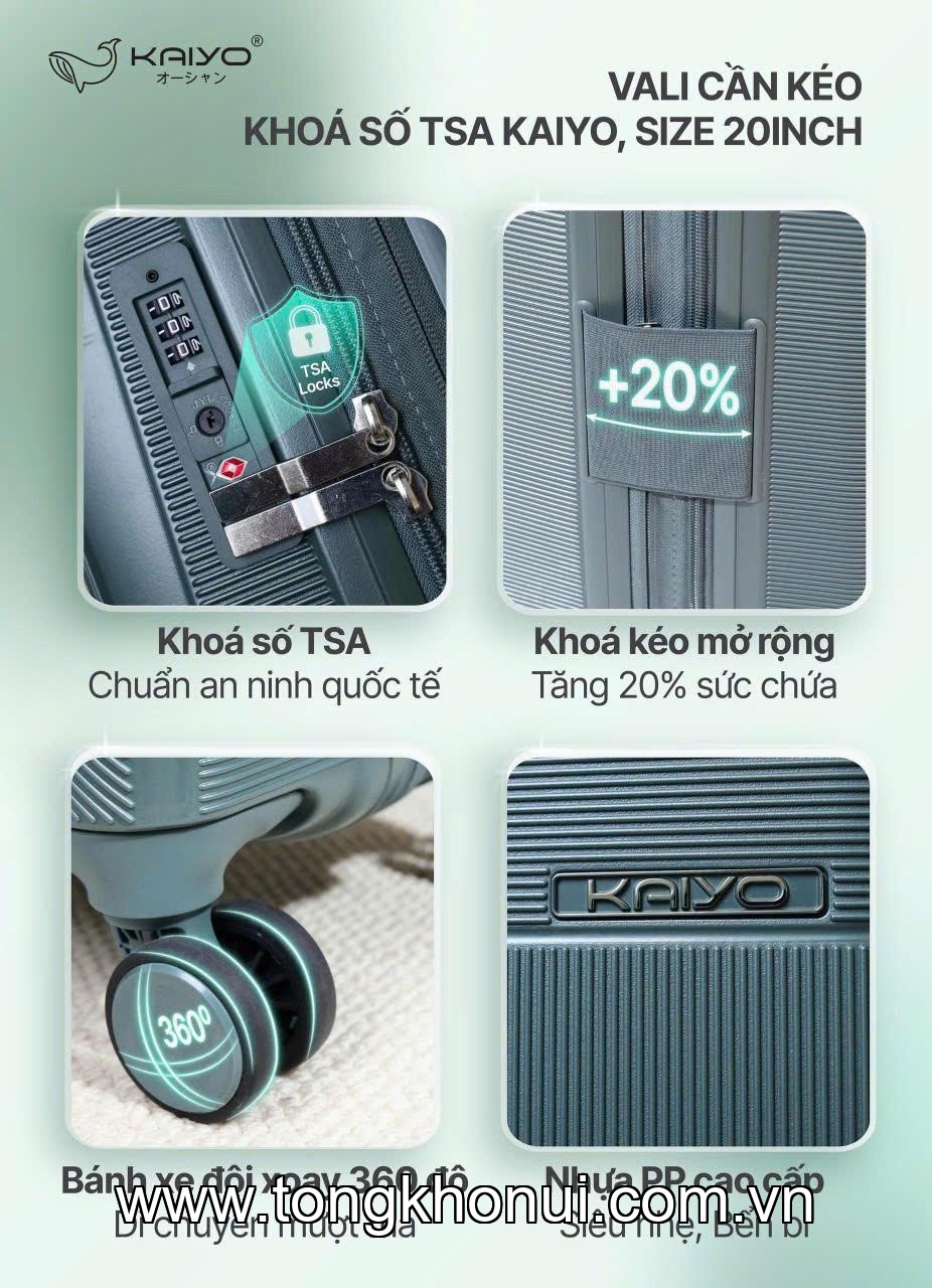 VALI CẦN KÉO KHOÁ SỐ TSA KAIYO 20 INCH, MÀU NÂU – MÃ KCT-9060/9385/9392 ảnh 13