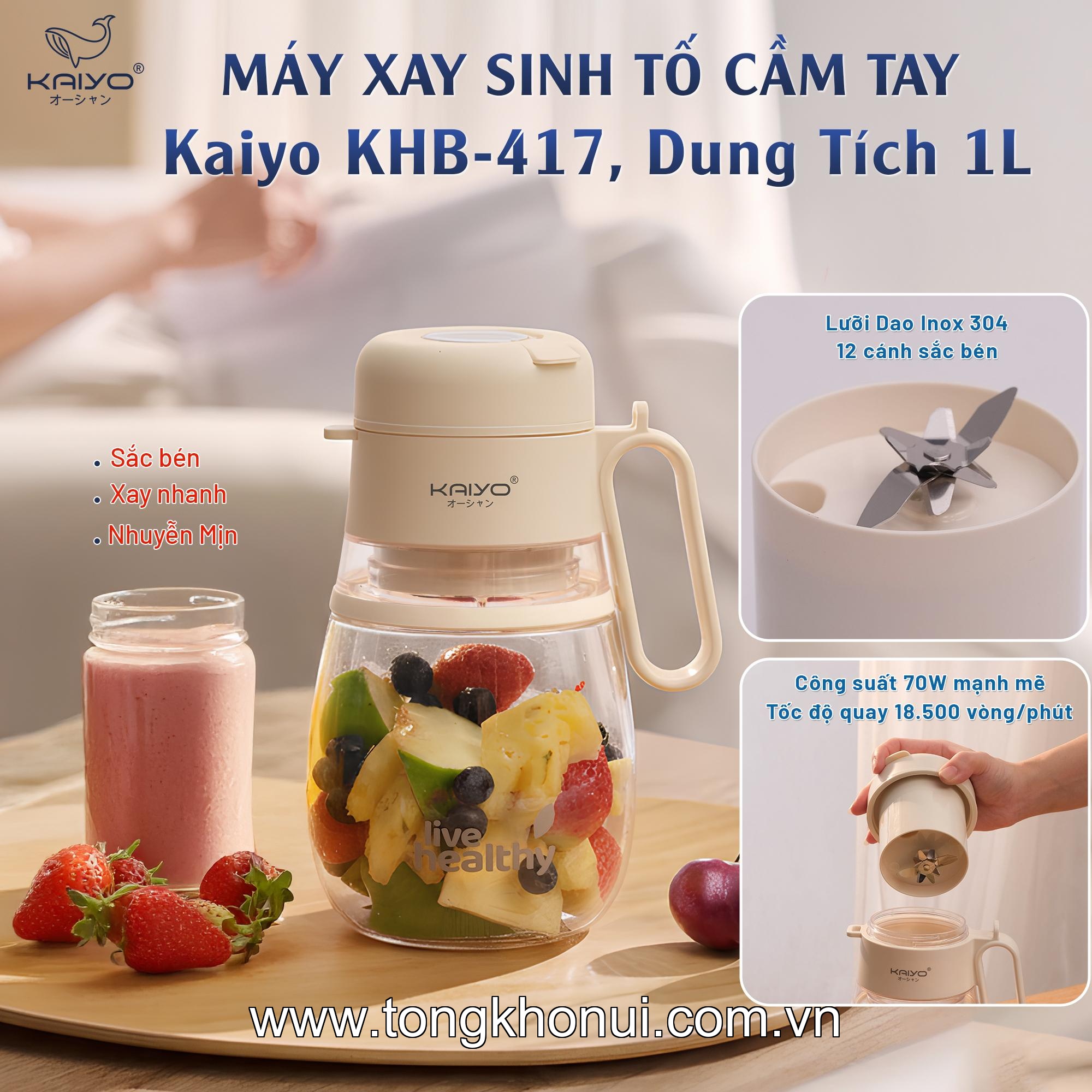 Máy xay sinh tố cầm tay Kaiyo, model KHB-417, dung tích 1000ml, màu trắng be ảnh 1