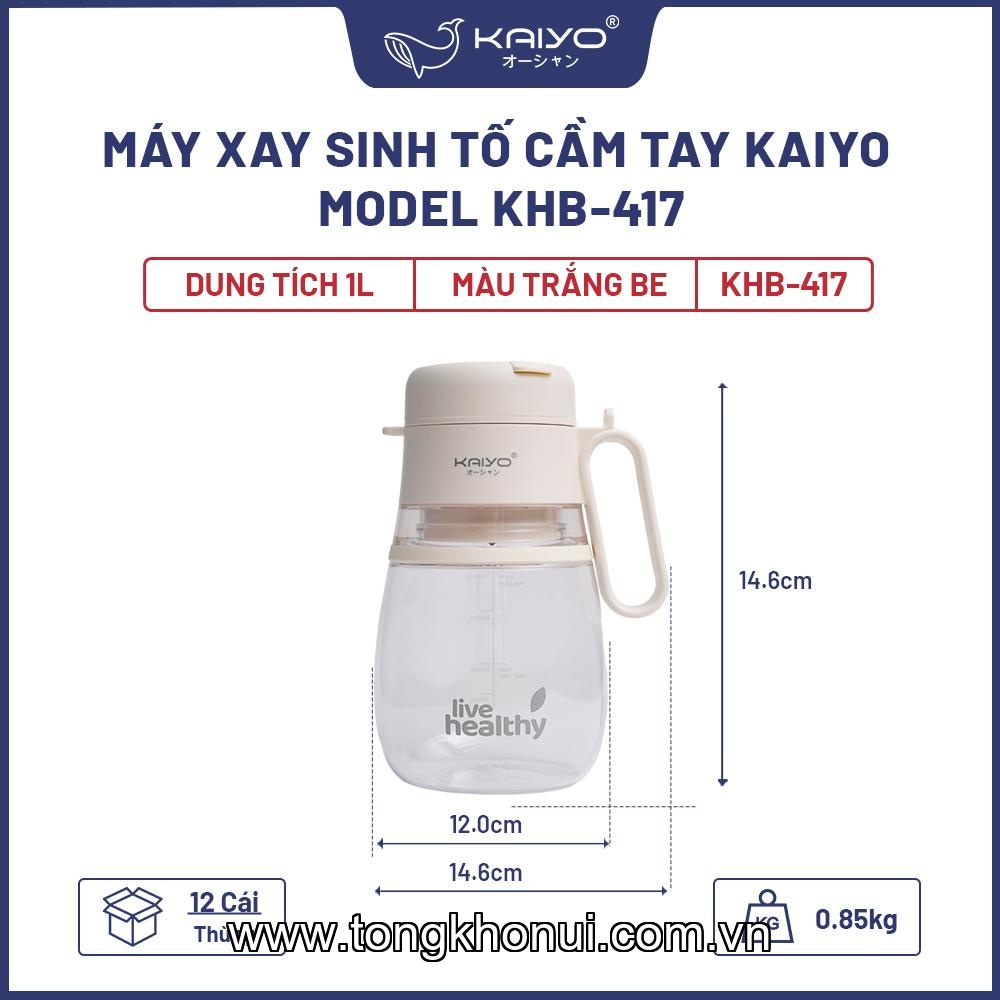 Máy xay sinh tố cầm tay Kaiyo, model KHB-417, dung tích 1000ml, màu trắng be ảnh 9