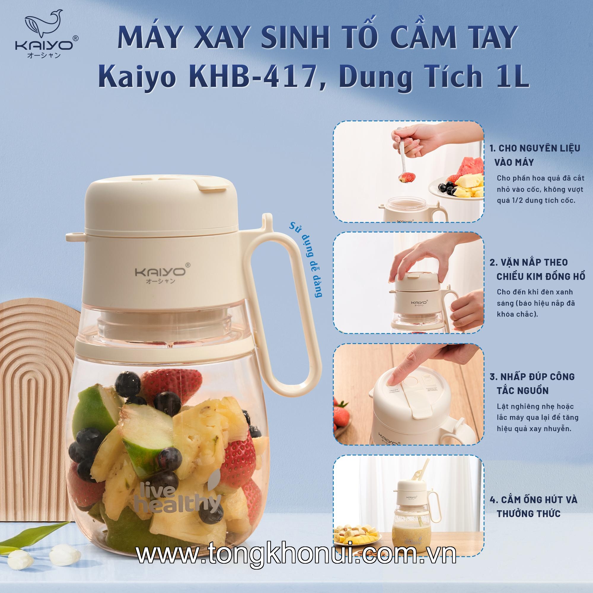Máy xay sinh tố cầm tay Kaiyo, model KHB-417, dung tích 1000ml, màu trắng be ảnh 12
