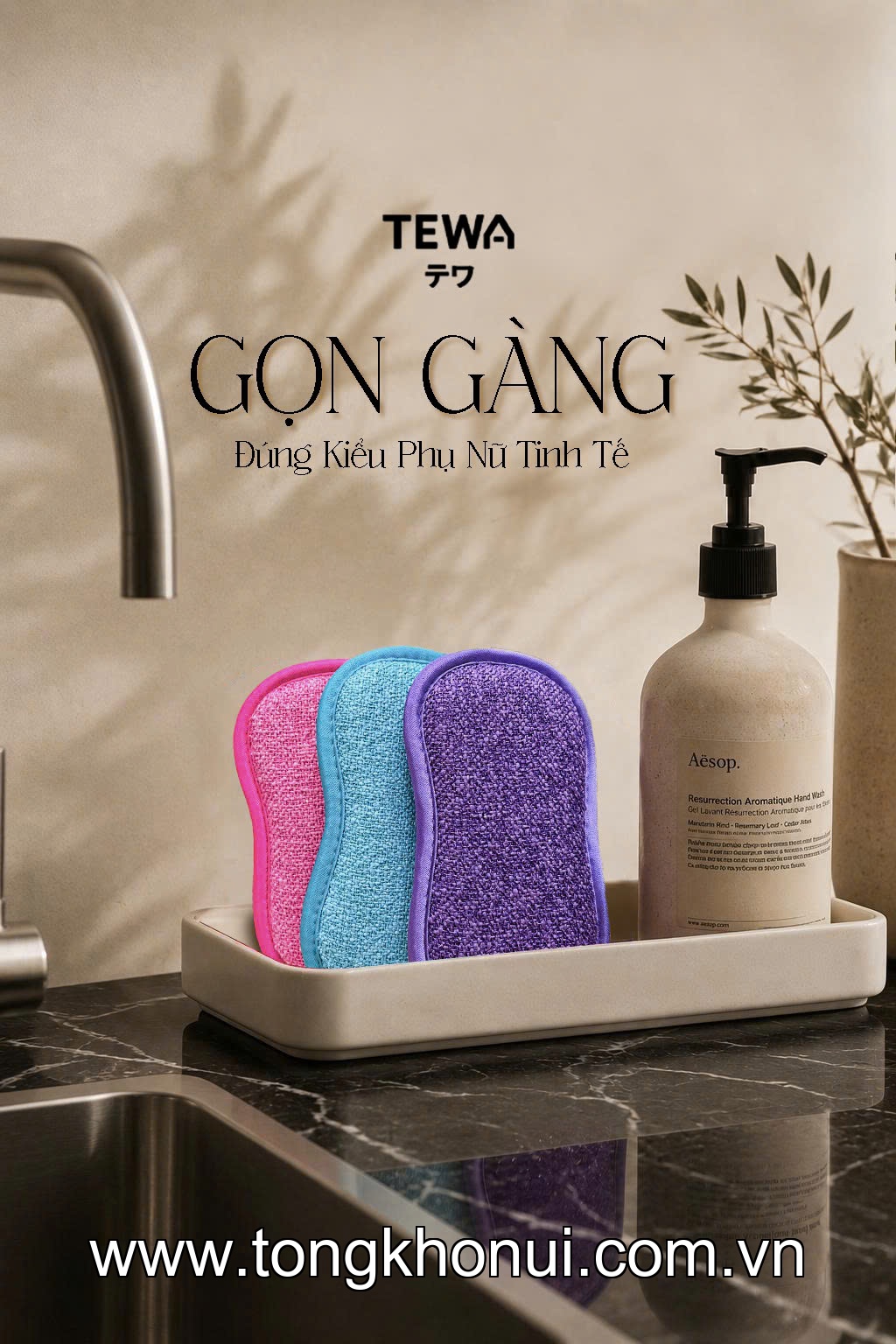 BỘ 3 MIẾNG GIẺ RỬA BÁT ĐA NĂNG MICROFIBER TEWA – MÃ 80070 ảnh 4