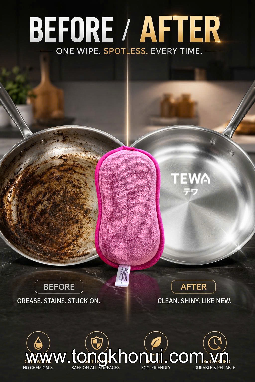 BỘ 3 MIẾNG GIẺ RỬA BÁT ĐA NĂNG MICROFIBER TEWA – MÃ 80070 ảnh 12