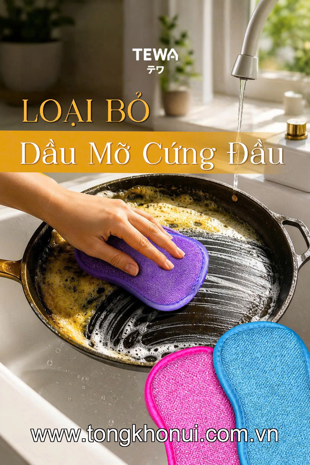 BỘ 3 MIẾNG GIẺ RỬA BÁT ĐA NĂNG MICROFIBER TEWA – MÃ 80070 ảnh 18
