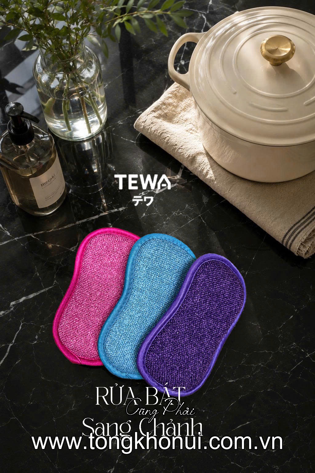 BỘ 3 MIẾNG GIẺ RỬA BÁT ĐA NĂNG MICROFIBER TEWA – MÃ 80070 ảnh 20