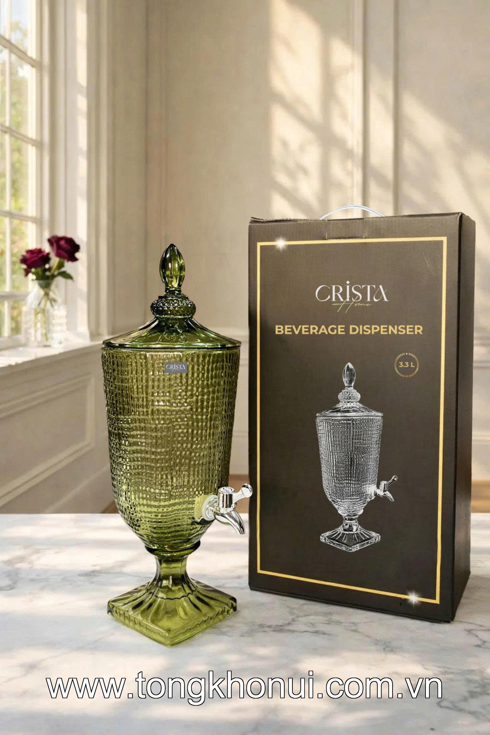 BÌNH NƯỚC THỦY TINH VÂN LƯỚI CÓ VÒI 3.3L CRISTA HOME – BÌNH ĐỰNG NƯỚC MÁT GIA ĐÌNH (MÃ 60204) ảnh 7