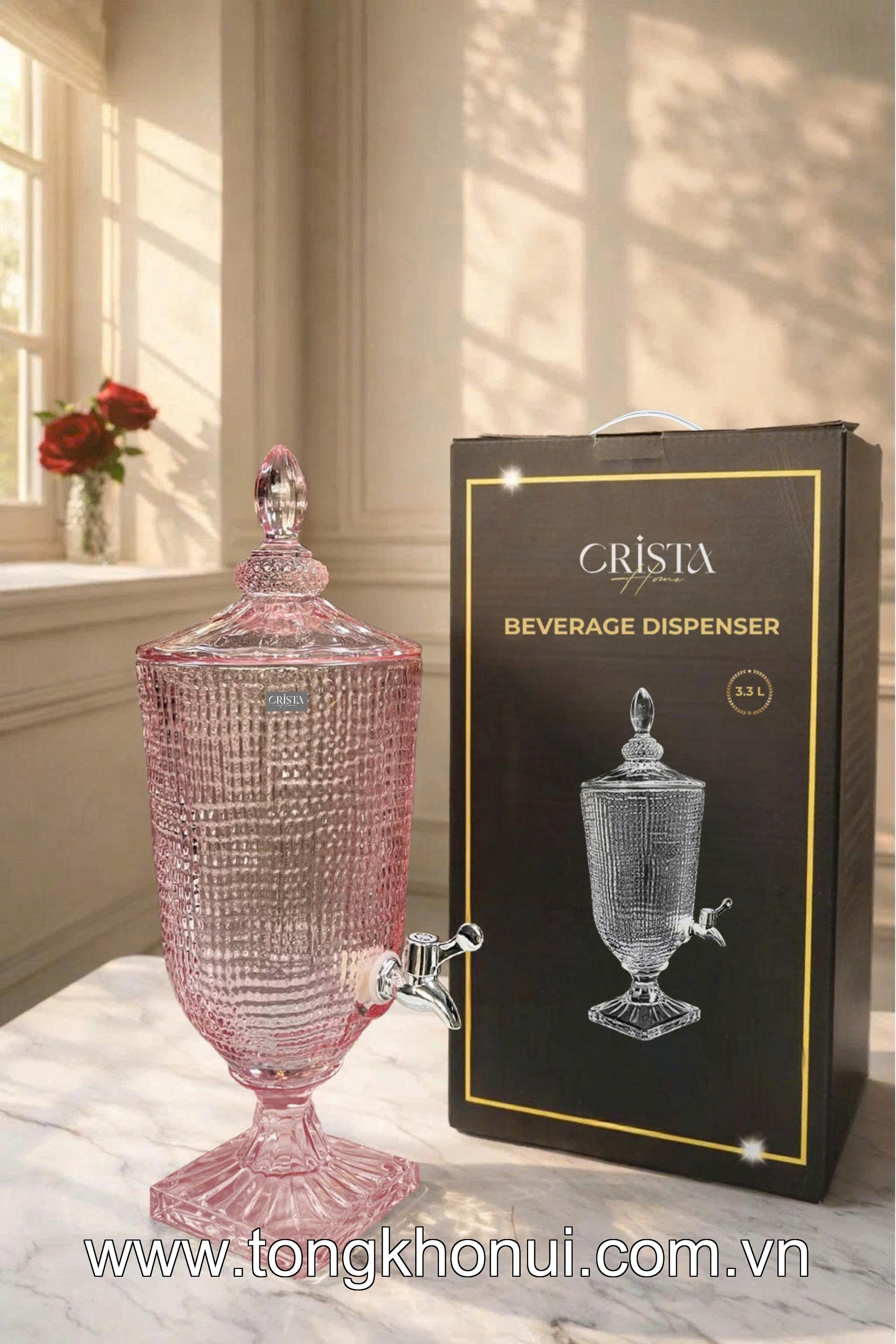 BÌNH NƯỚC THỦY TINH VÂN LƯỚI CÓ VÒI 3.3L CRISTA HOME – BÌNH ĐỰNG NƯỚC MÁT GIA ĐÌNH (MÃ 60204) ảnh 8