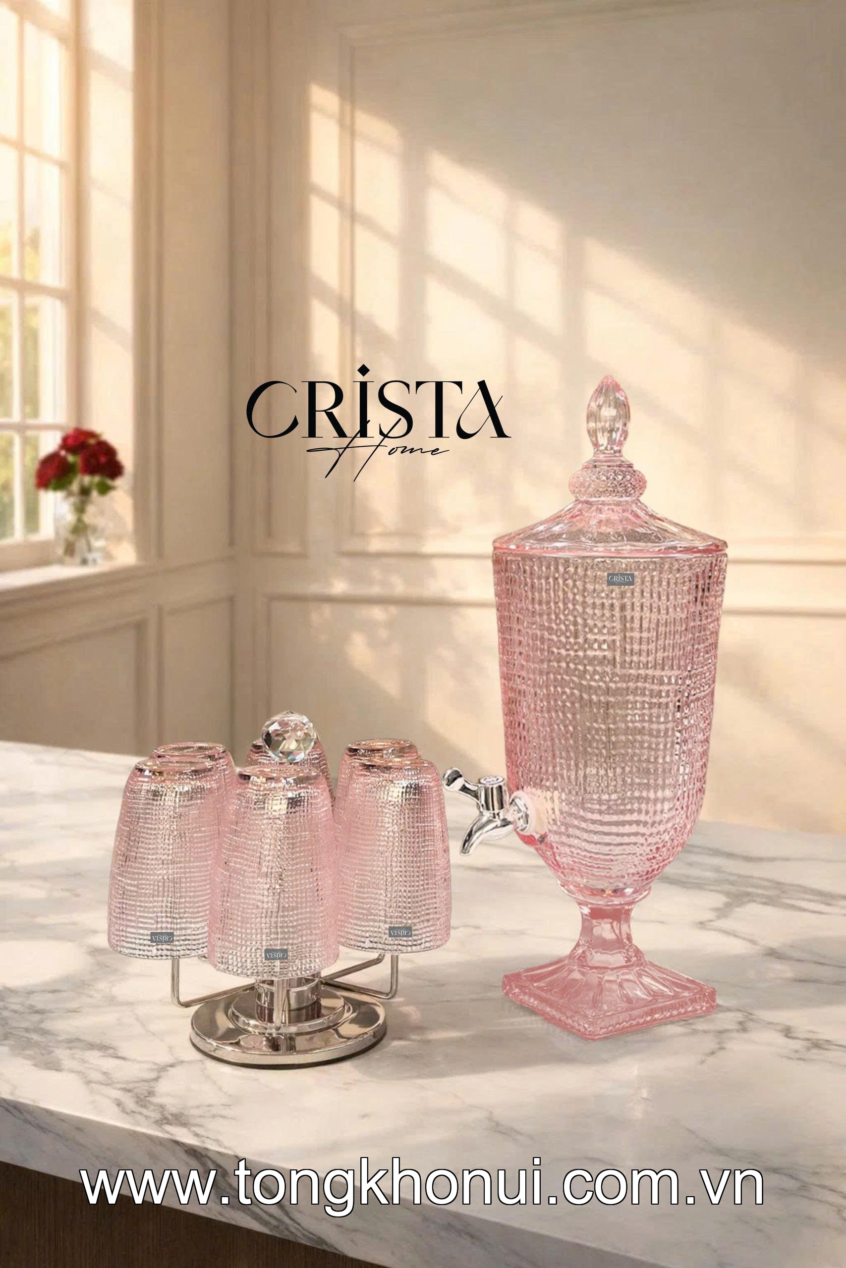 BÌNH NƯỚC THỦY TINH VÂN LƯỚI CÓ VÒI 3.3L CRISTA HOME – BÌNH ĐỰNG NƯỚC MÁT GIA ĐÌNH (MÃ 60204) ảnh 10