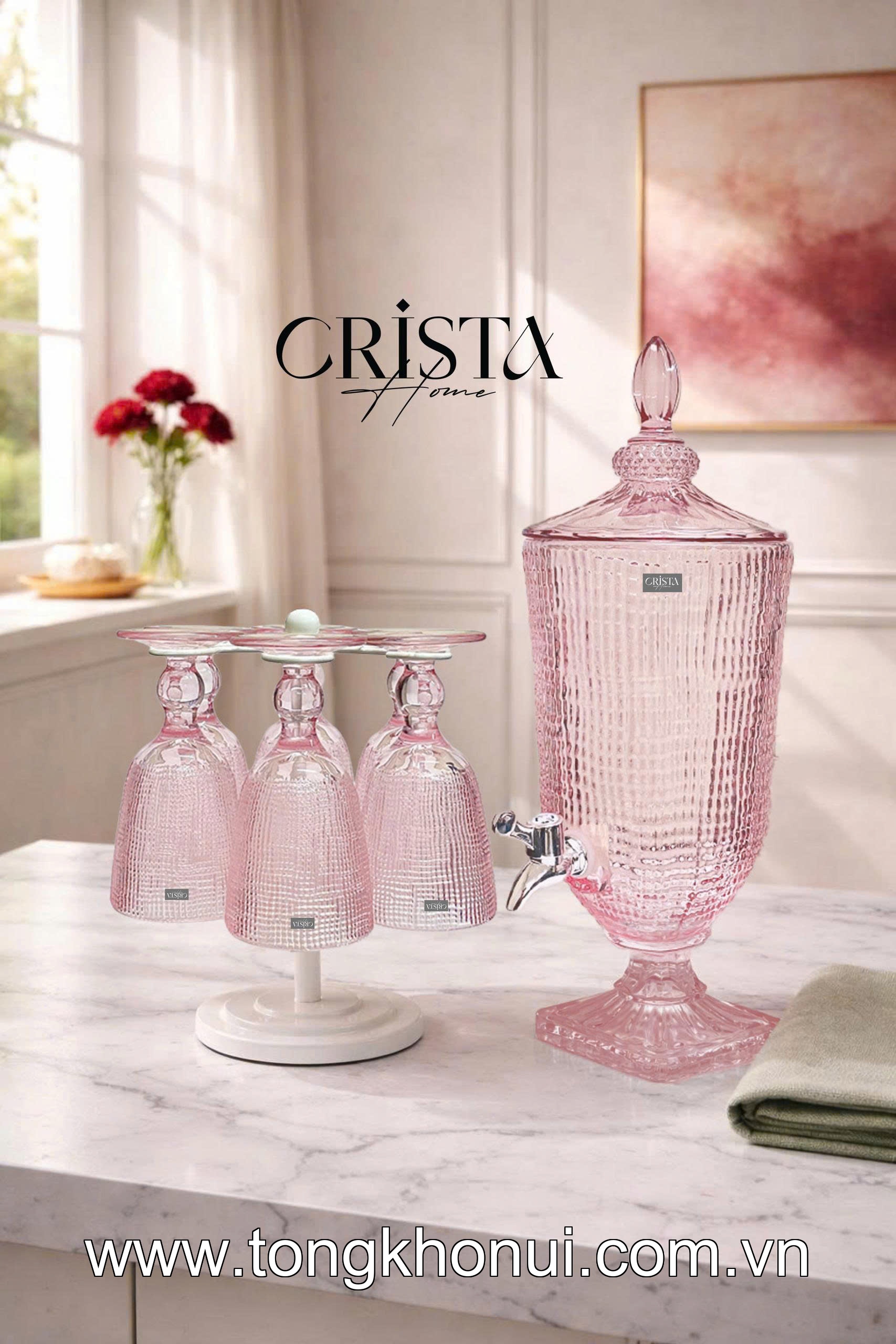 BÌNH NƯỚC THỦY TINH VÂN LƯỚI CÓ VÒI 3.3L CRISTA HOME – BÌNH ĐỰNG NƯỚC MÁT GIA ĐÌNH (MÃ 60204) ảnh 11