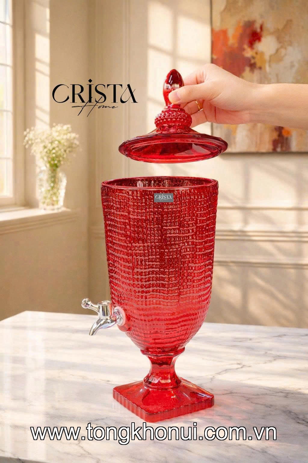 BÌNH NƯỚC THỦY TINH VÂN LƯỚI CÓ VÒI 3.3L CRISTA HOME – BÌNH ĐỰNG NƯỚC MÁT GIA ĐÌNH (MÃ 60204) ảnh 12