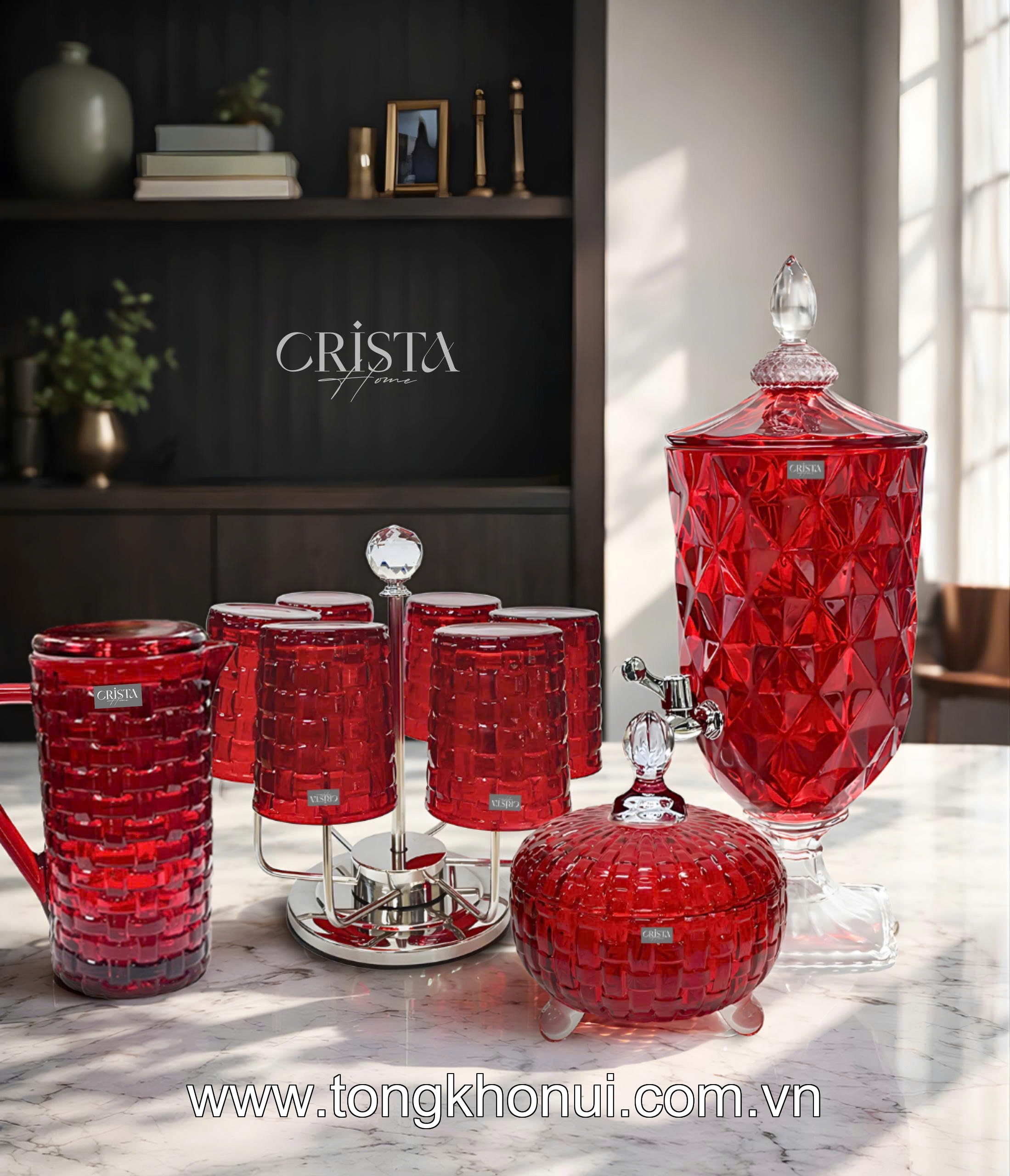 BÌNH NƯỚC THỦY TINH VÂN CARO 1L CRISTA HOME – BÌNH ĐỰNG NƯỚC ĐẸP, NẮP CHỐNG RƠI (MÃ 60202) ảnh 2