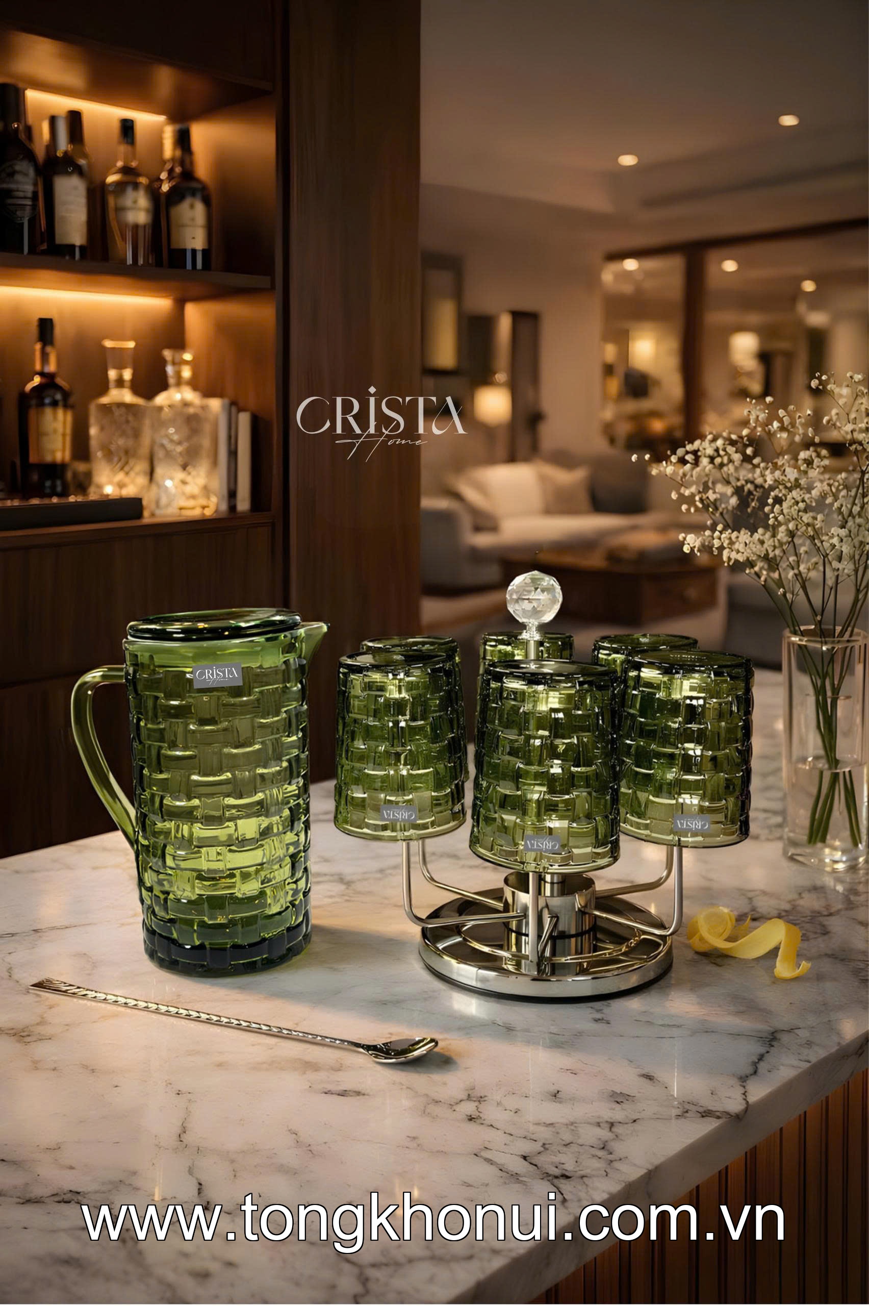 BÌNH NƯỚC THỦY TINH VÂN CARO 1L CRISTA HOME – BÌNH ĐỰNG NƯỚC ĐẸP, NẮP CHỐNG RƠI (MÃ 60202) ảnh 9