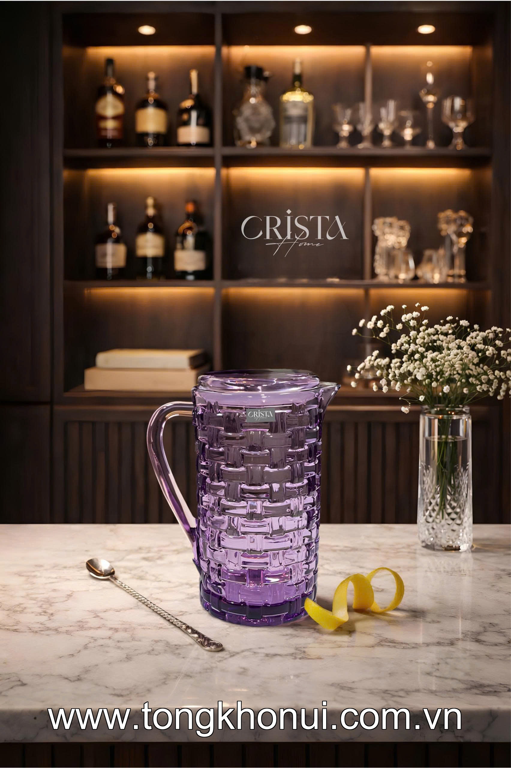 BÌNH NƯỚC THỦY TINH VÂN CARO 1L CRISTA HOME – BÌNH ĐỰNG NƯỚC ĐẸP, NẮP CHỐNG RƠI (MÃ 60202) ảnh 11