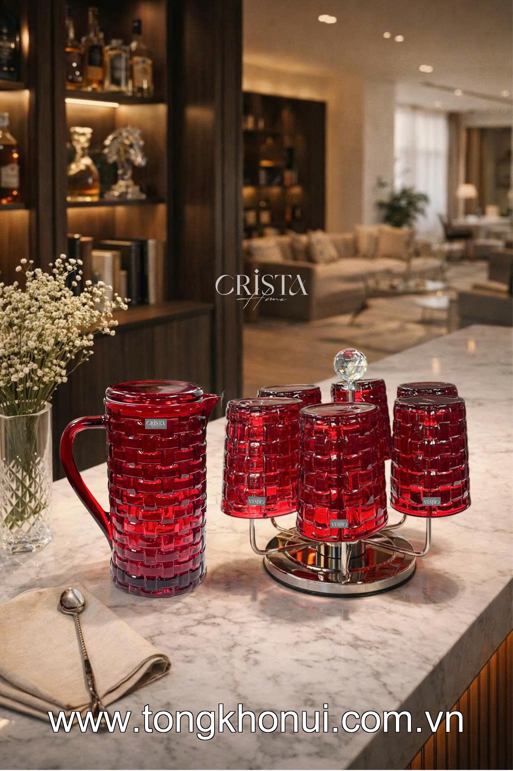 BÌNH NƯỚC THỦY TINH VÂN CARO 1L CRISTA HOME – BÌNH ĐỰNG NƯỚC ĐẸP, NẮP CHỐNG RƠI (MÃ 60202) ảnh 14