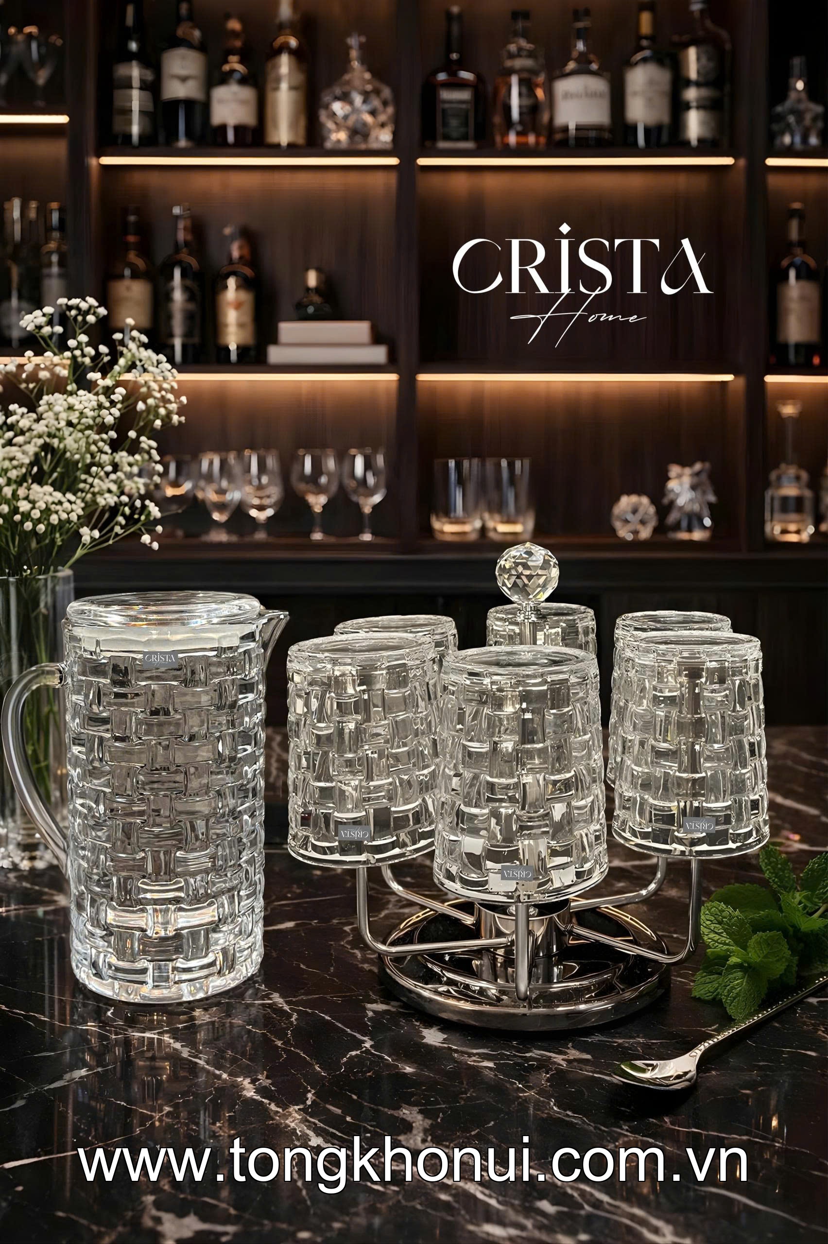 BÌNH NƯỚC THỦY TINH VÂN CARO 1L CRISTA HOME – BÌNH ĐỰNG NƯỚC ĐẸP, NẮP CHỐNG RƠI (MÃ 60202) ảnh 15