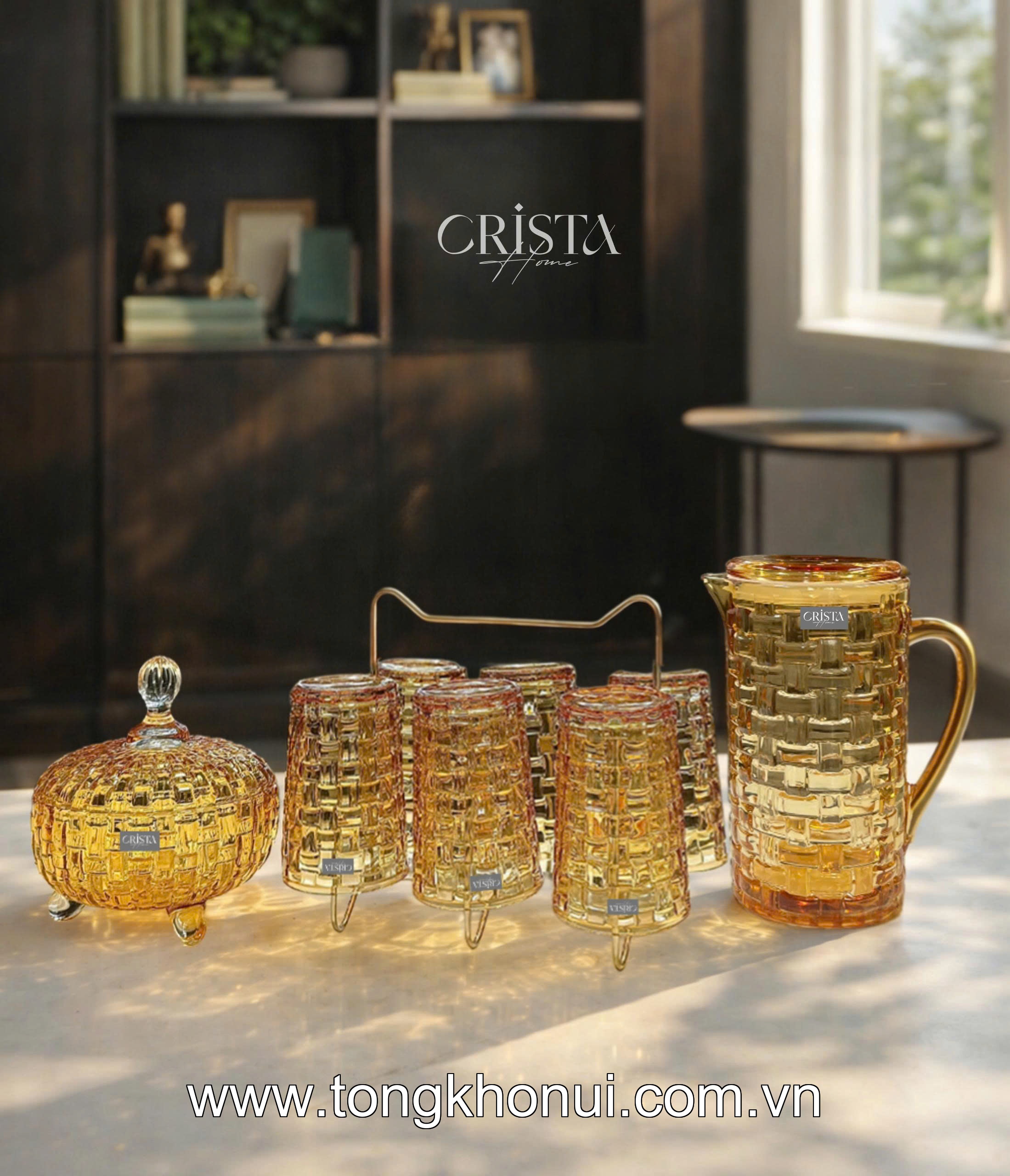BÌNH NƯỚC THỦY TINH VÂN CARO 1L CRISTA HOME – BÌNH ĐỰNG NƯỚC ĐẸP, NẮP CHỐNG RƠI (MÃ 60202) ảnh 16