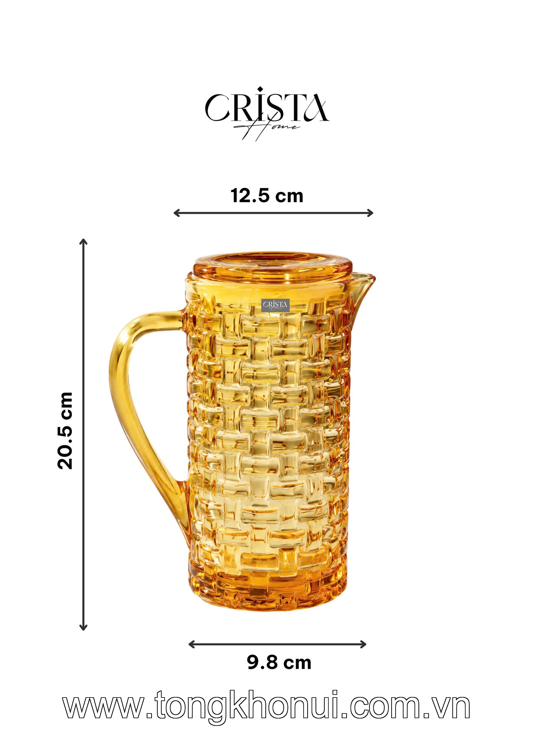 BÌNH NƯỚC THỦY TINH VÂN CARO 1L CRISTA HOME – BÌNH ĐỰNG NƯỚC ĐẸP, NẮP CHỐNG RƠI (MÃ 60202) ảnh 18