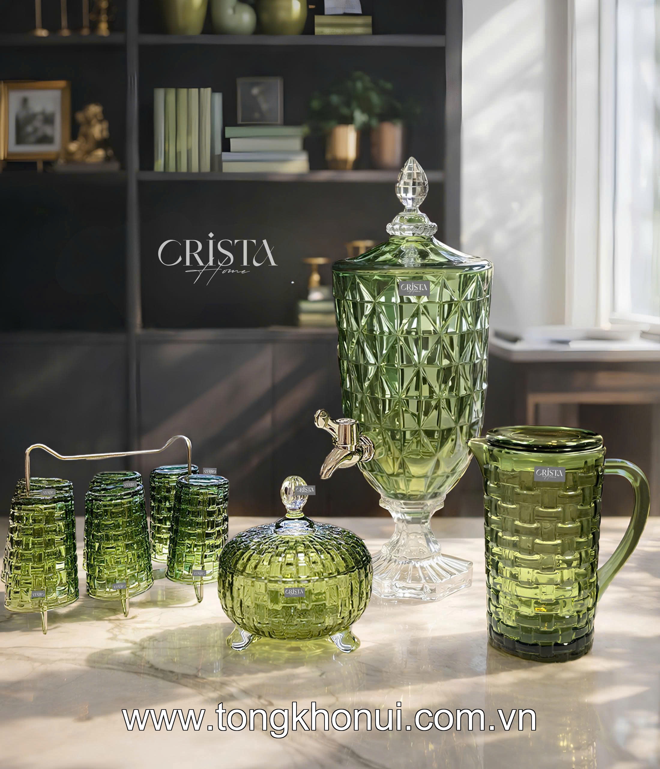 BÌNH NƯỚC THỦY TINH VÂN KIM CƯƠNG CÓ VÒI 3.3L CRISTA HOME – BÌNH ĐỰNG NƯỚC MÁT GIA ĐÌNH (MÃ 60244) ảnh 4