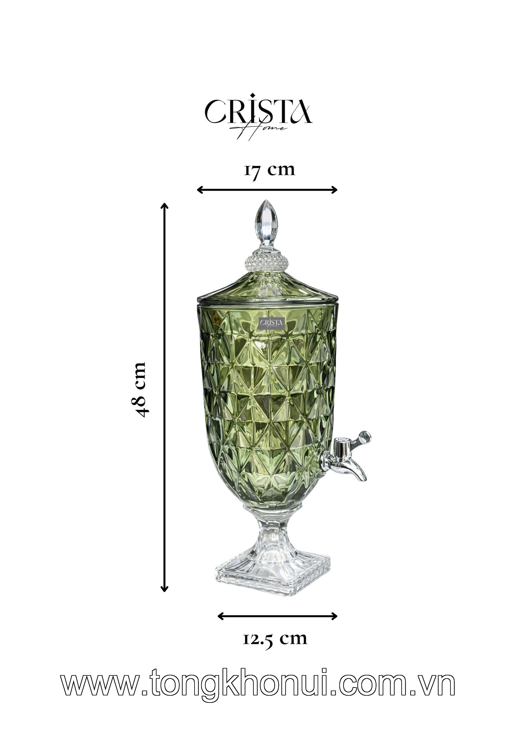 BÌNH NƯỚC THỦY TINH VÂN KIM CƯƠNG CÓ VÒI 3.3L CRISTA HOME – BÌNH ĐỰNG NƯỚC MÁT GIA ĐÌNH (MÃ 60244) ảnh 6