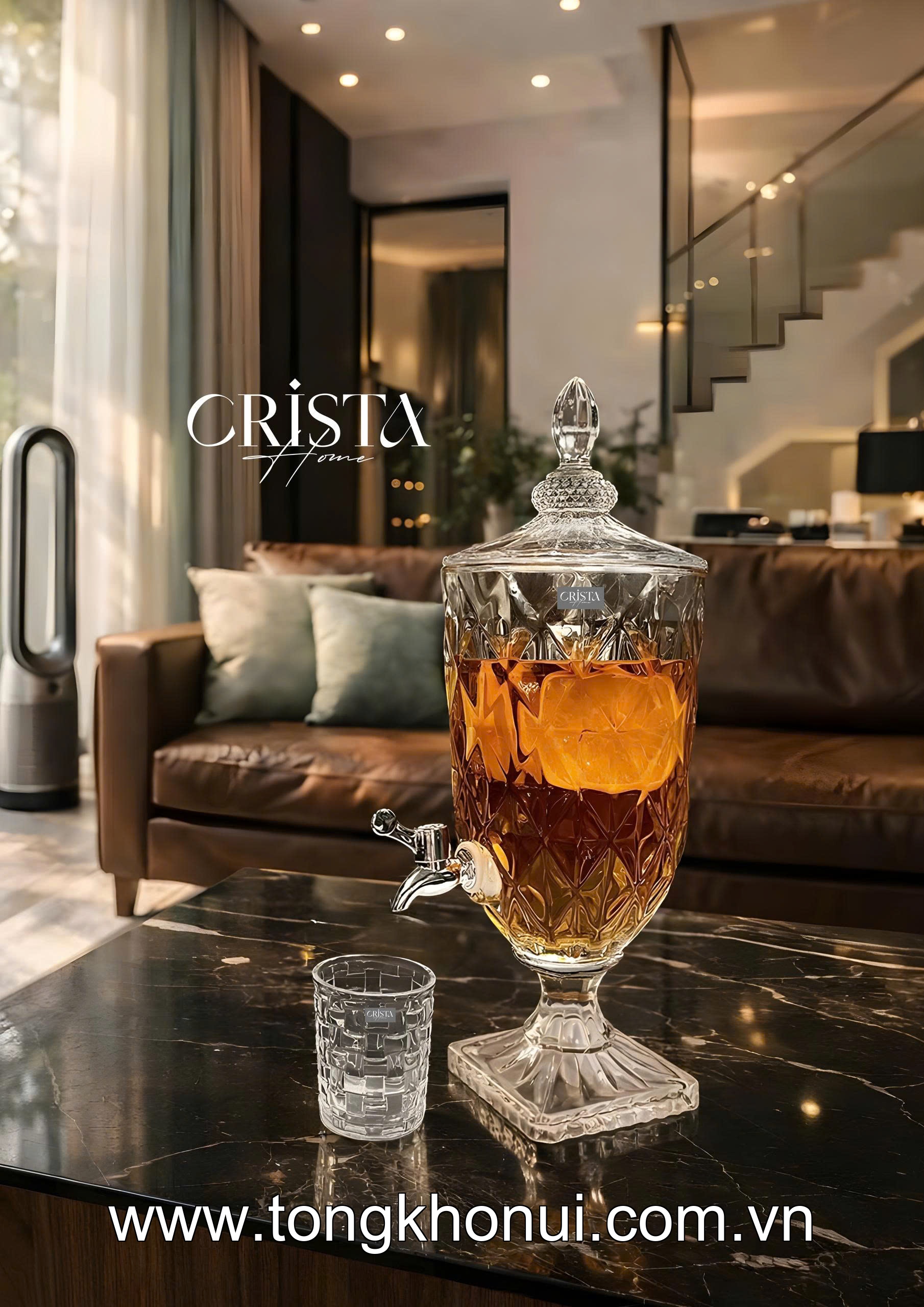 BÌNH NƯỚC THỦY TINH VÂN KIM CƯƠNG CÓ VÒI 3.3L CRISTA HOME – BÌNH ĐỰNG NƯỚC MÁT GIA ĐÌNH (MÃ 60244) ảnh 8