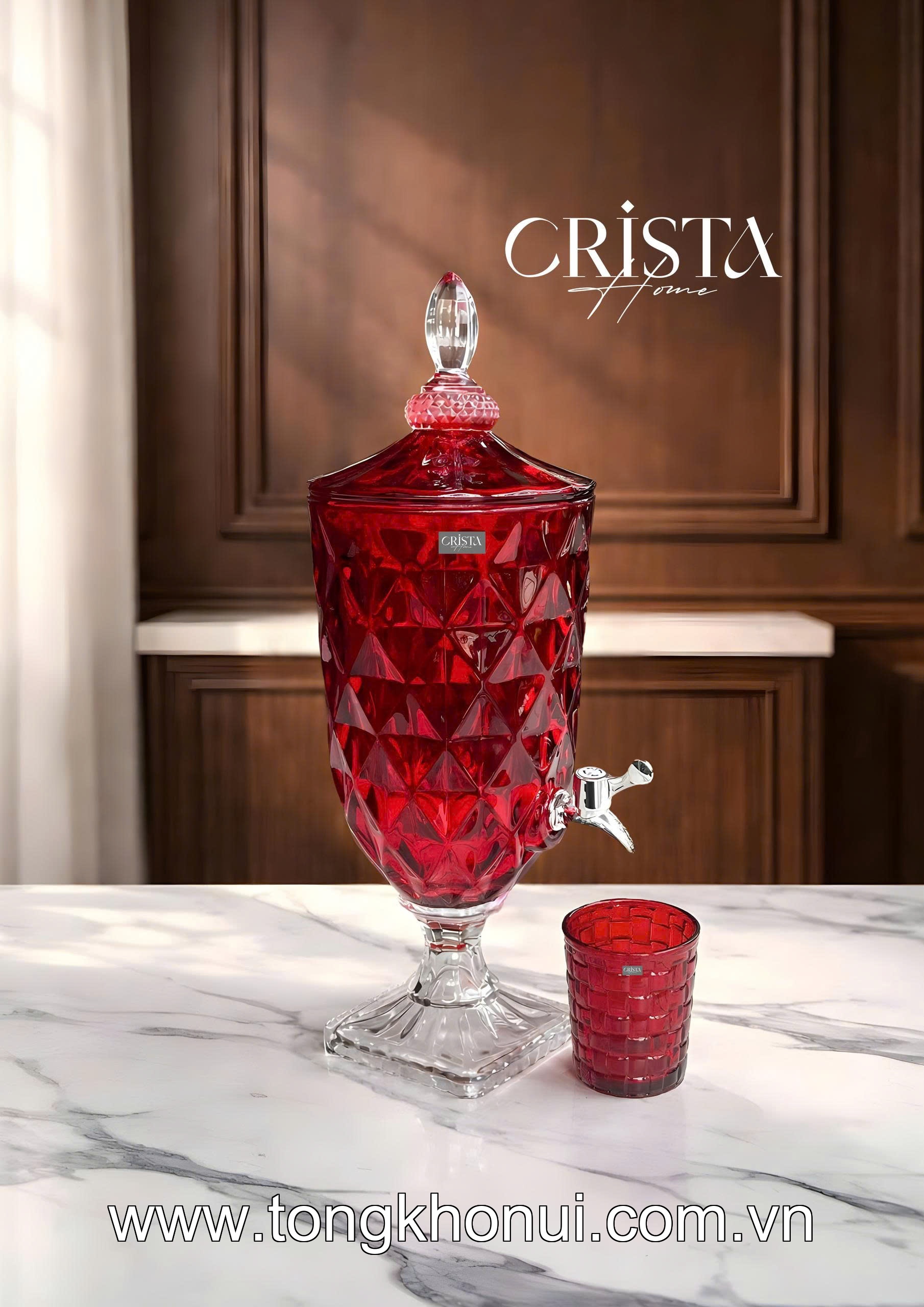 BÌNH NƯỚC THỦY TINH VÂN KIM CƯƠNG CÓ VÒI 3.3L CRISTA HOME – BÌNH ĐỰNG NƯỚC MÁT GIA ĐÌNH (MÃ 60244) ảnh 15