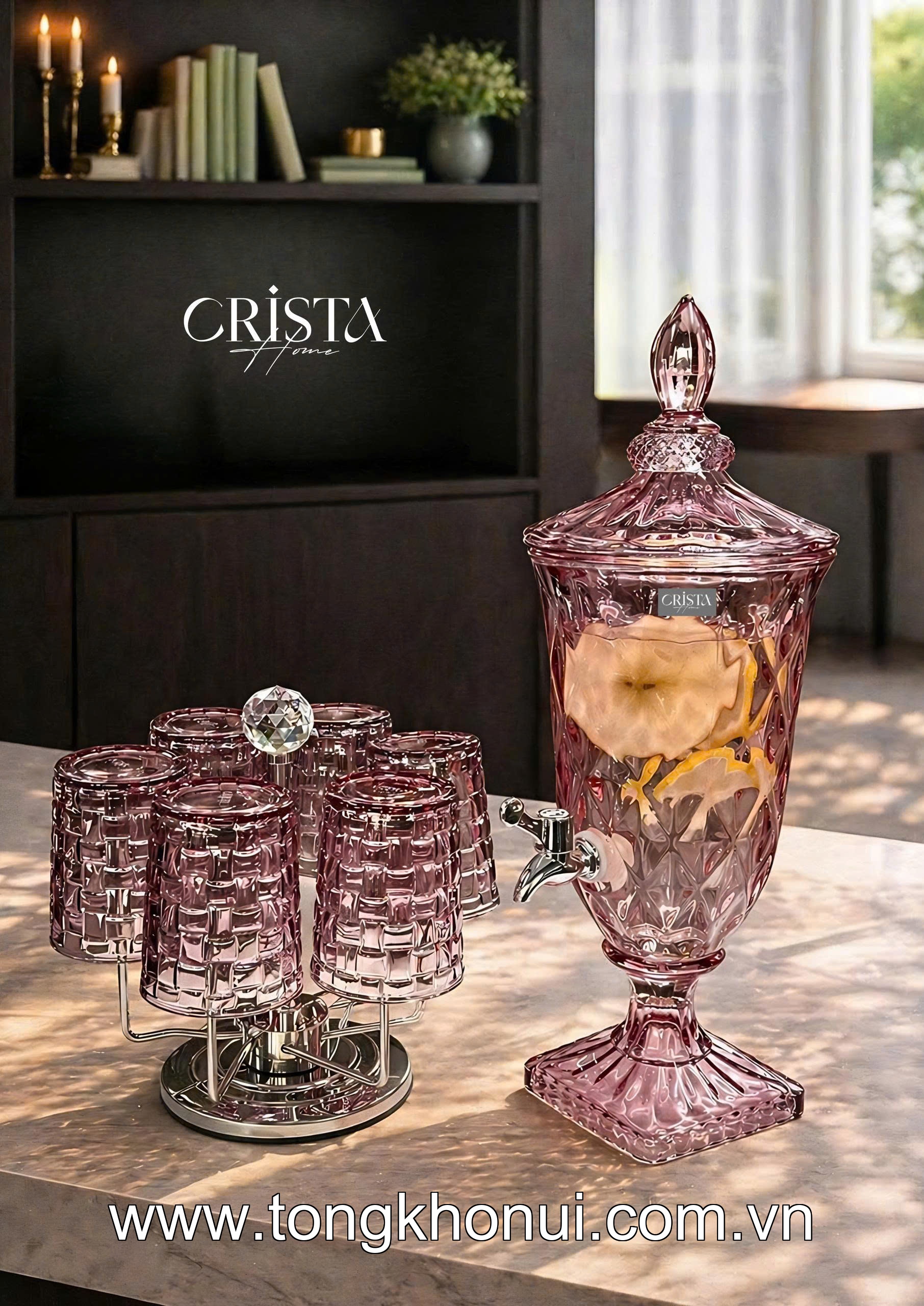 BÌNH NƯỚC THỦY TINH VÂN KIM CƯƠNG CÓ VÒI 2L CRISTA HOME – BÌNH ĐỰNG NƯỚC GIA ĐÌNH ÍT NGƯỜI (MÃ 60267) ảnh 2
