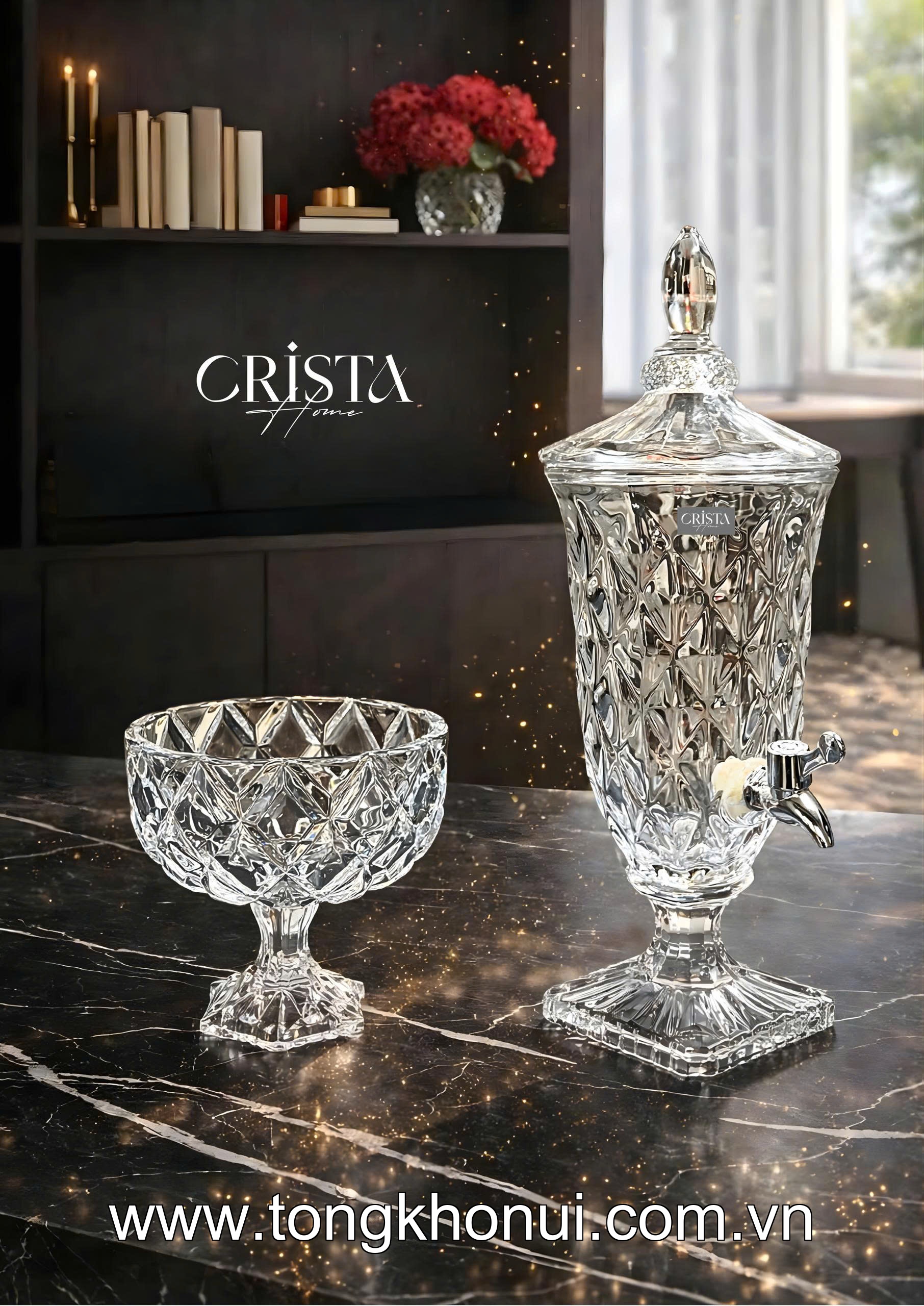 BÌNH NƯỚC THỦY TINH VÂN KIM CƯƠNG CÓ VÒI 2L CRISTA HOME – BÌNH ĐỰNG NƯỚC GIA ĐÌNH ÍT NGƯỜI (MÃ 60267) ảnh 3