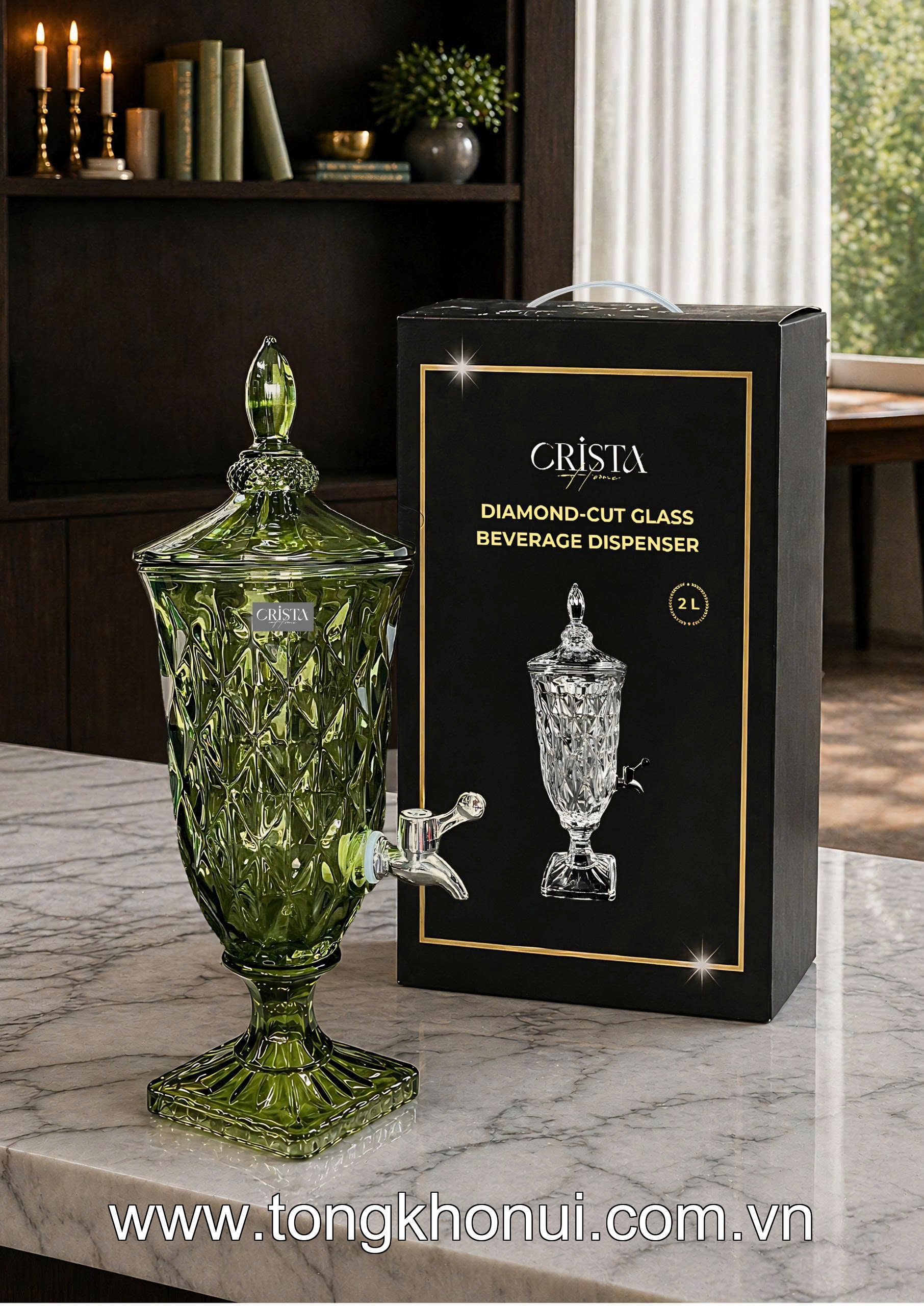 BÌNH NƯỚC THỦY TINH VÂN KIM CƯƠNG CÓ VÒI 2L CRISTA HOME – BÌNH ĐỰNG NƯỚC GIA ĐÌNH ÍT NGƯỜI (MÃ 60267) ảnh 4