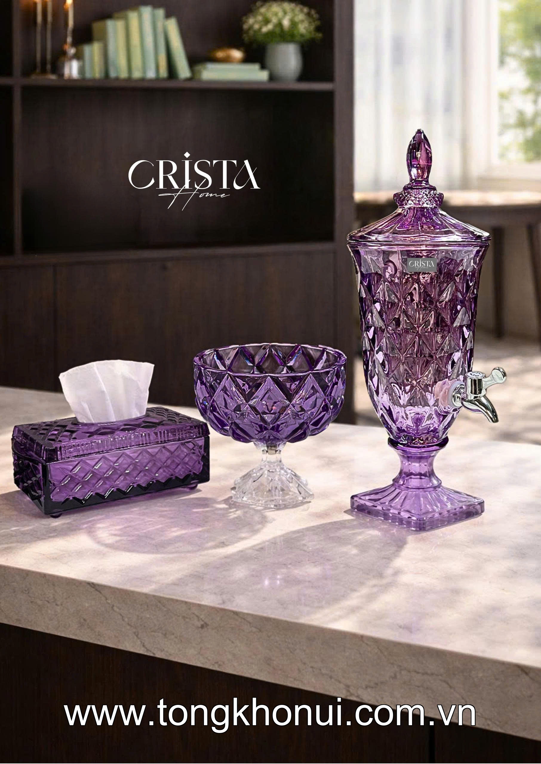 BÌNH NƯỚC THỦY TINH VÂN KIM CƯƠNG CÓ VÒI 2L CRISTA HOME – BÌNH ĐỰNG NƯỚC GIA ĐÌNH ÍT NGƯỜI (MÃ 60267) ảnh 6