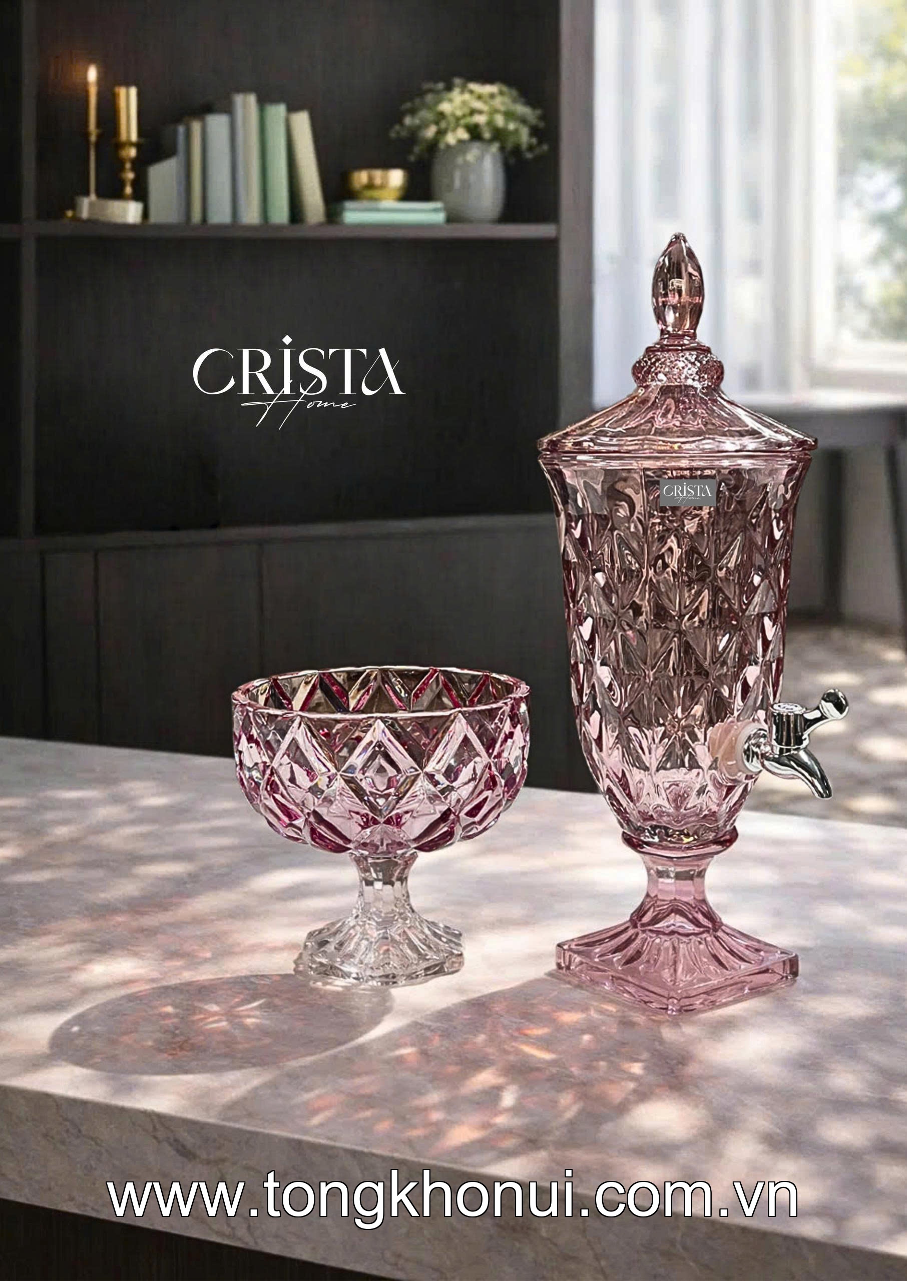 BÌNH NƯỚC THỦY TINH VÂN KIM CƯƠNG CÓ VÒI 2L CRISTA HOME – BÌNH ĐỰNG NƯỚC GIA ĐÌNH ÍT NGƯỜI (MÃ 60267) ảnh 7