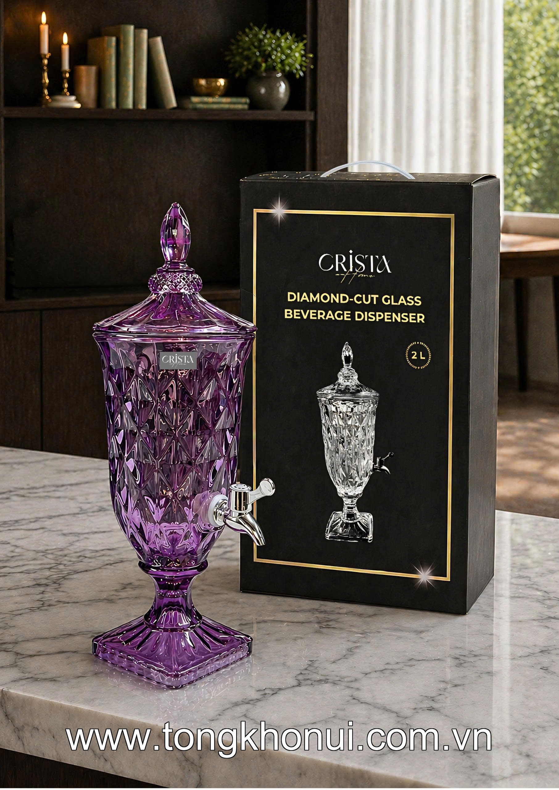 BÌNH NƯỚC THỦY TINH VÂN KIM CƯƠNG CÓ VÒI 2L CRISTA HOME – BÌNH ĐỰNG NƯỚC GIA ĐÌNH ÍT NGƯỜI (MÃ 60267) ảnh 10