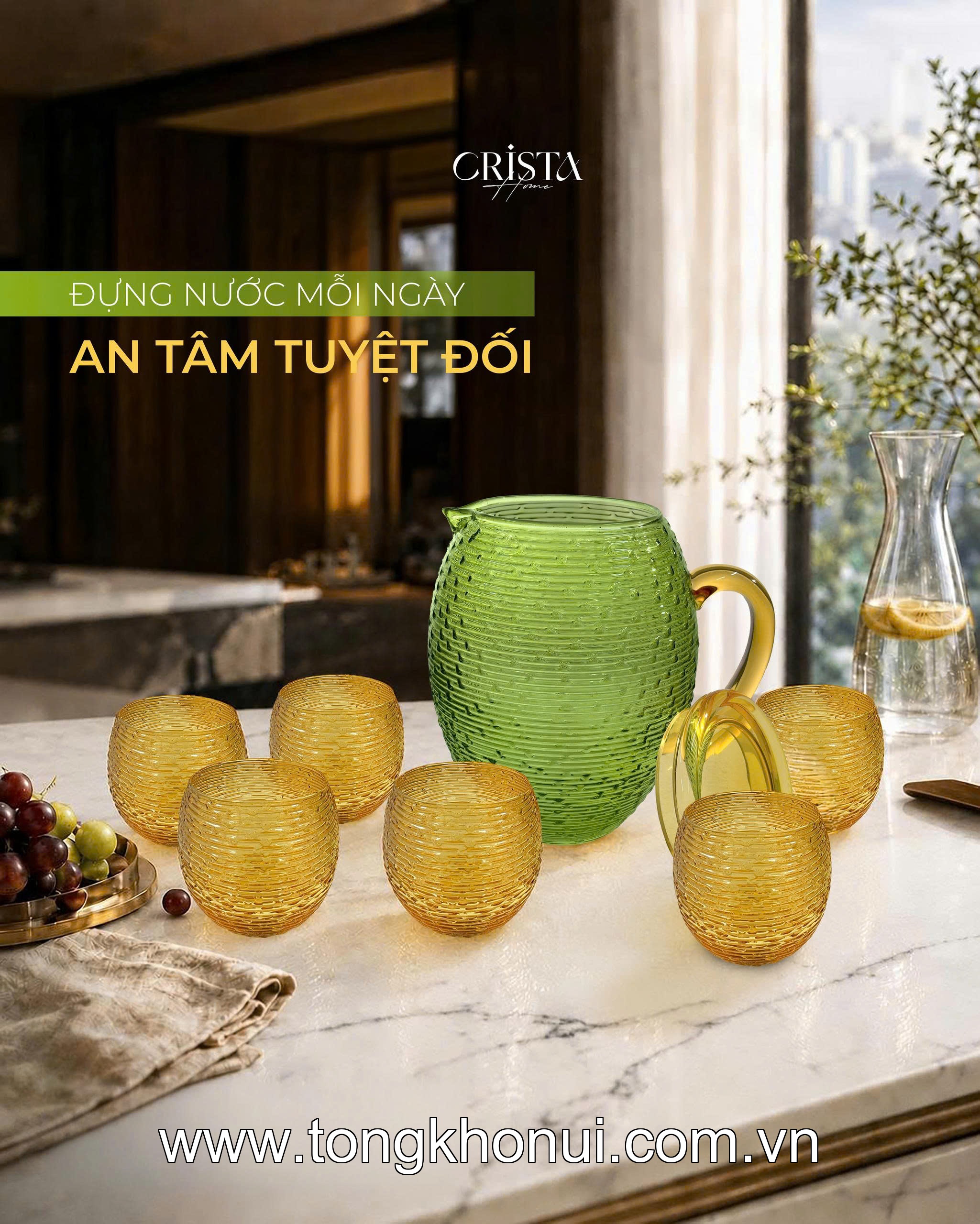 BÌNH THỦY TINH DÁNG BẦU VÂN NGANG 1.7L CRISTA HOME – MÃ 60255 ảnh 4