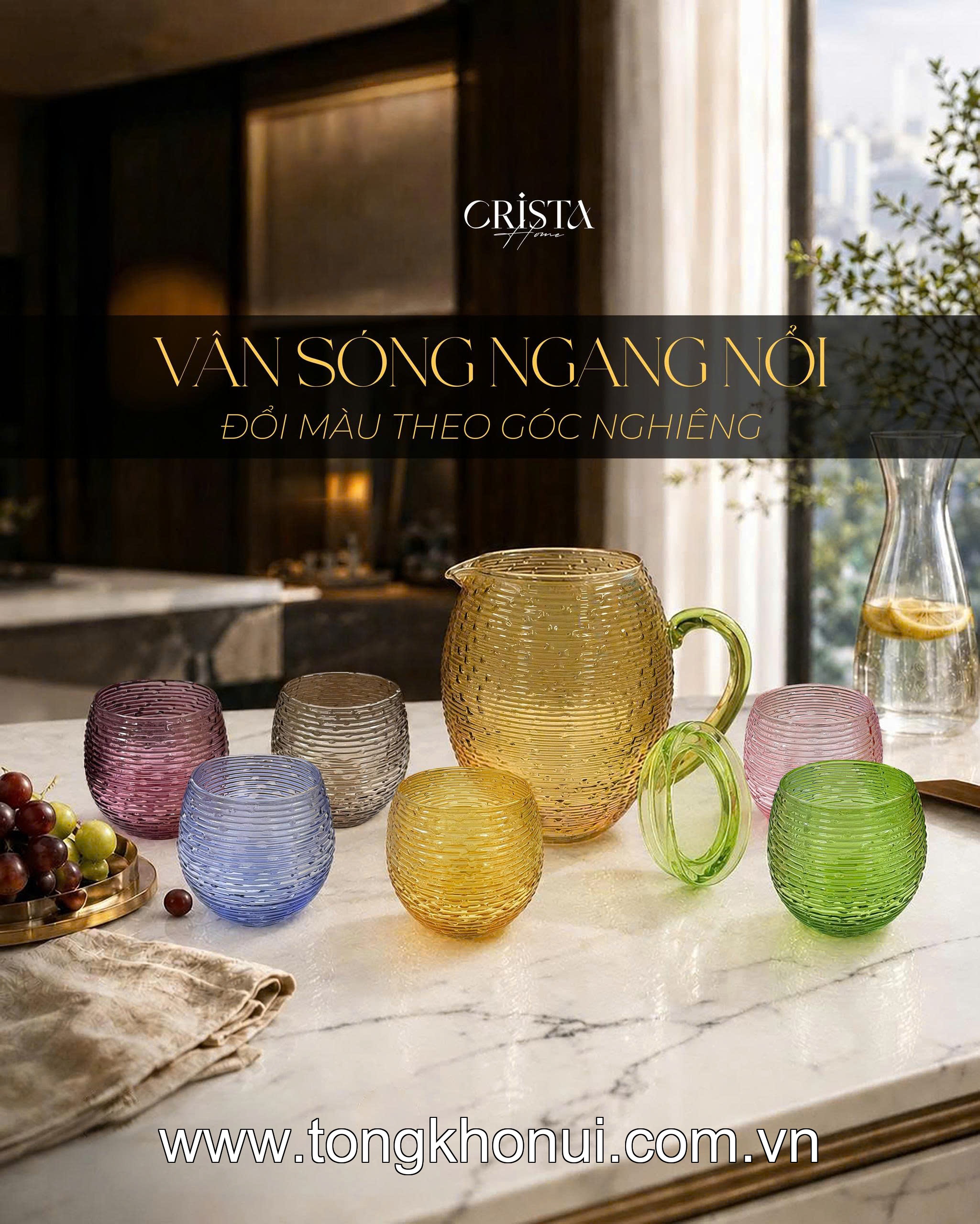 BÌNH THỦY TINH DÁNG BẦU VÂN NGANG 1.7L CRISTA HOME – MÃ 60255 ảnh 7