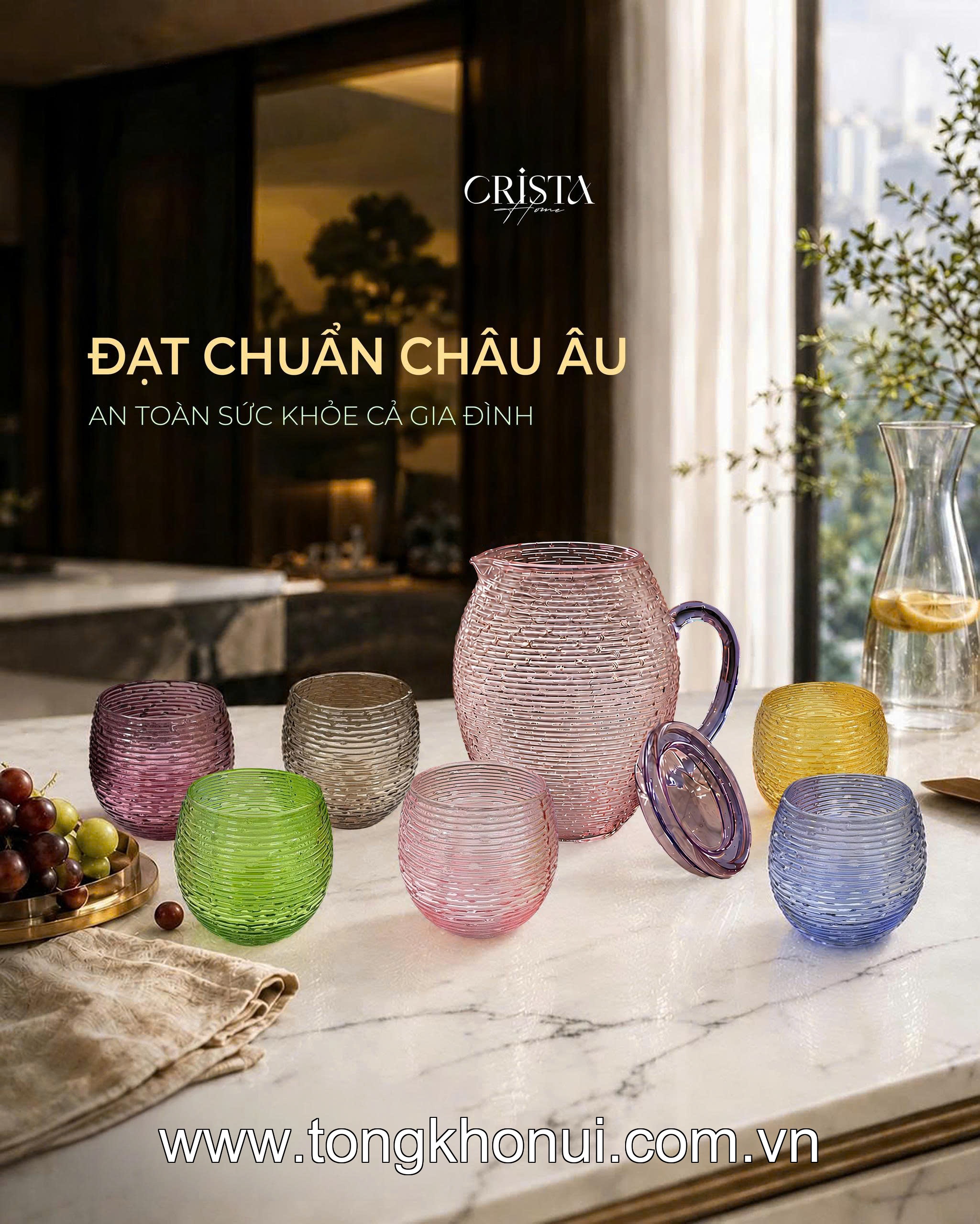 BÌNH THỦY TINH DÁNG BẦU VÂN NGANG 1.7L CRISTA HOME – MÃ 60255 ảnh 8