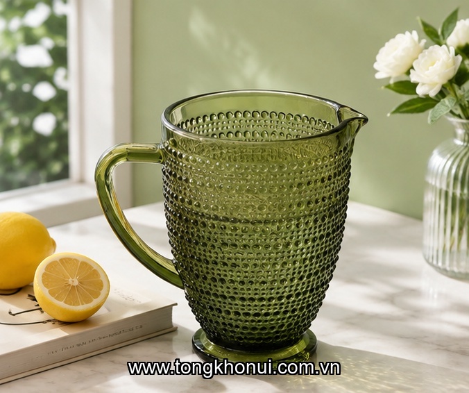 Bình thuỷ tinh đựng nước hạt cườm 1288ml Donahome, DN-BN-6C, màu Xanh ảnh 1