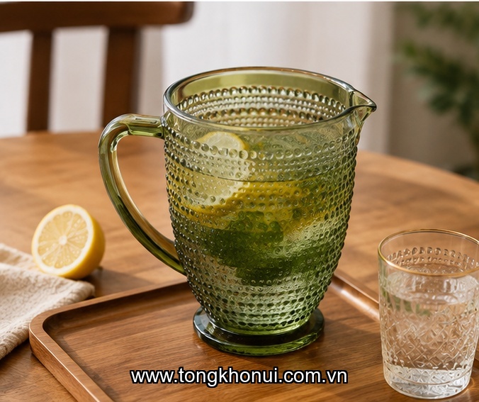 Bình thuỷ tinh đựng nước hạt cườm 1288ml Donahome, DN-BN-6C, màu Xanh ảnh 3