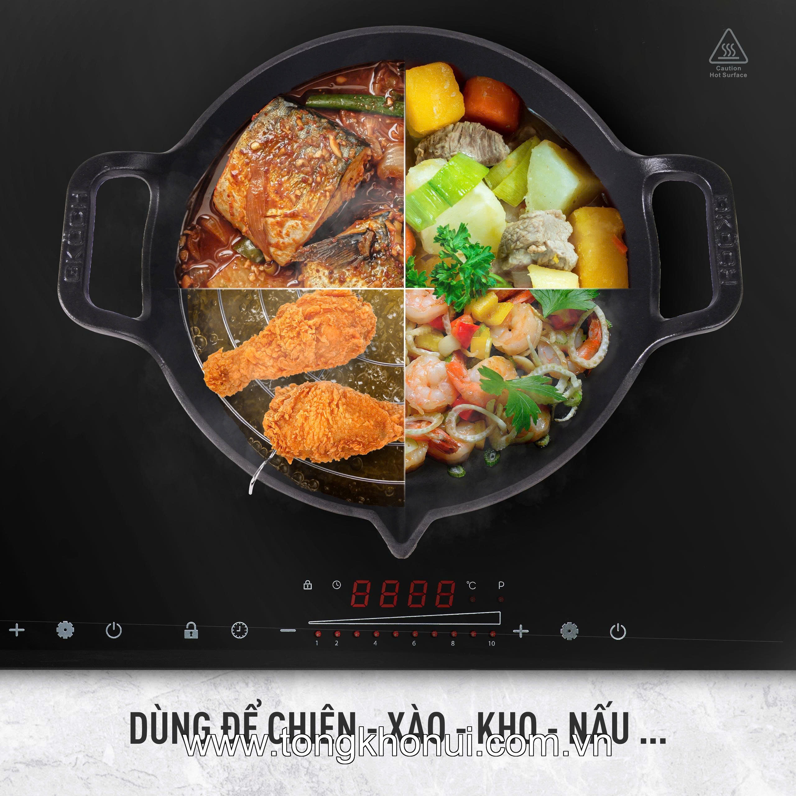 Chảo gang mỏ quạ nắp kính GKOCH 24cm CIP-21A ảnh 2