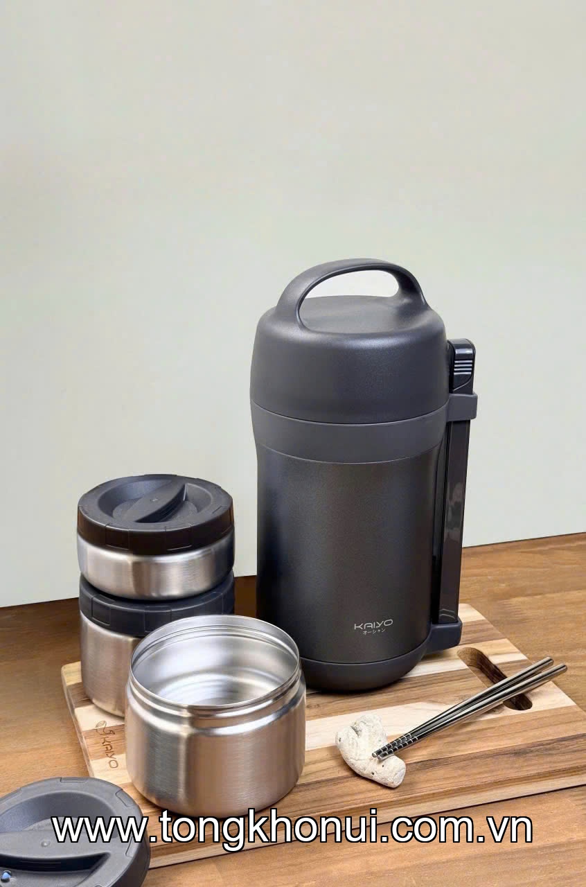 HỘP CƠM GIỮ NHIỆT INOX 304 KAIYO 1600ML – GHI / KEM / NÂU (KVL-3949 & KVL-3956) ảnh 8
